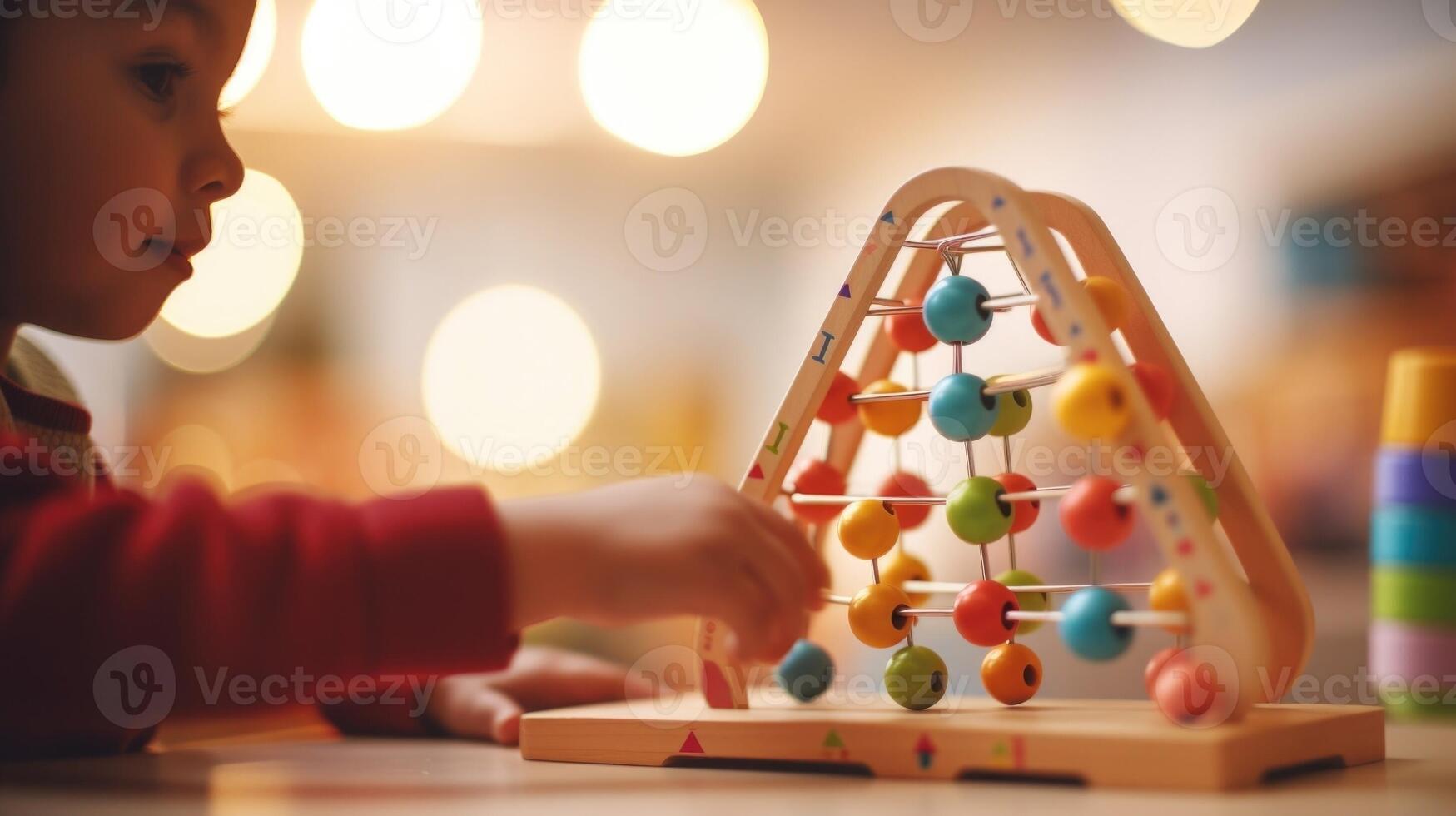 Closeup of a smart toy, interacting with the child based on their interests and academic level to enhance their learning experience. photo