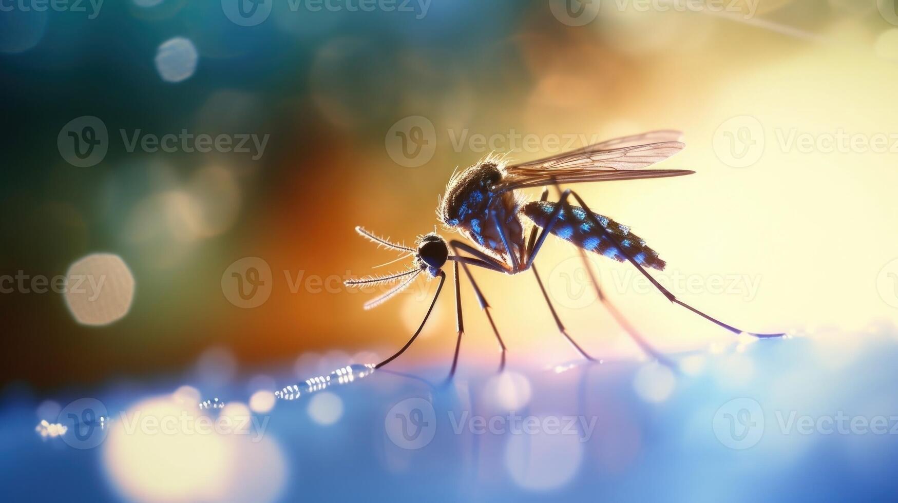 Microscopic image of a mosquito ped in a mosquito net, symbolizing the prevention of malaria through relief efforts. photo