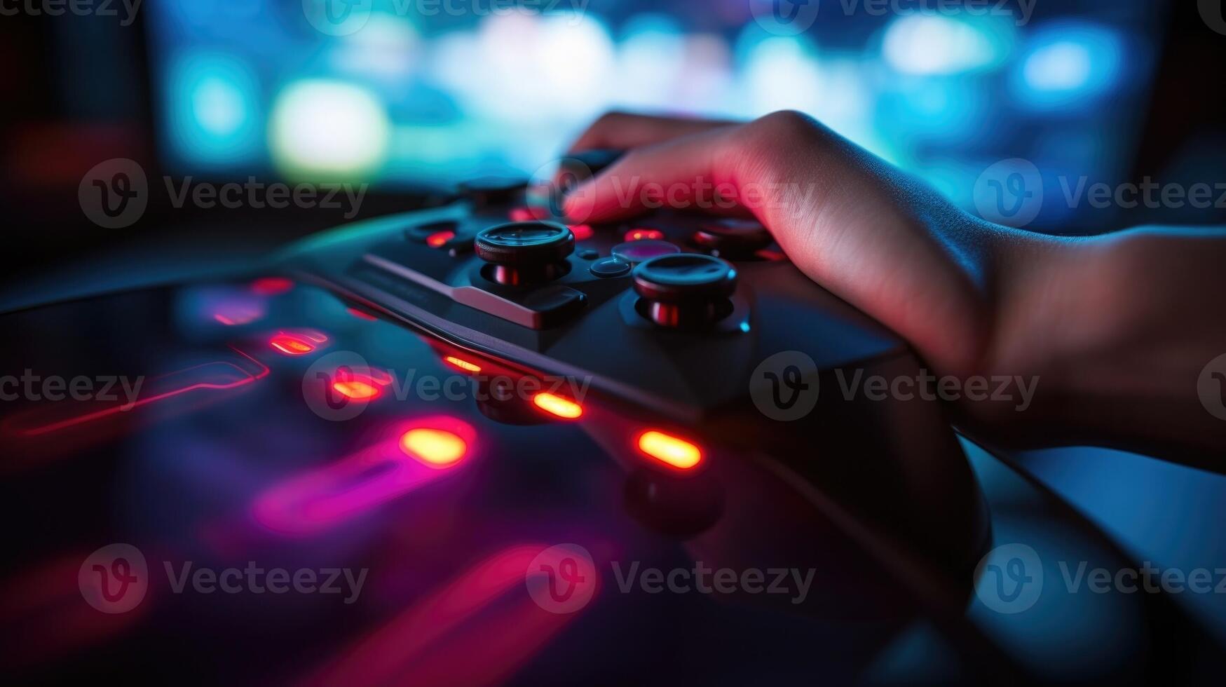 Closeup of a hand adjusting safety settings on a gaming console. photo