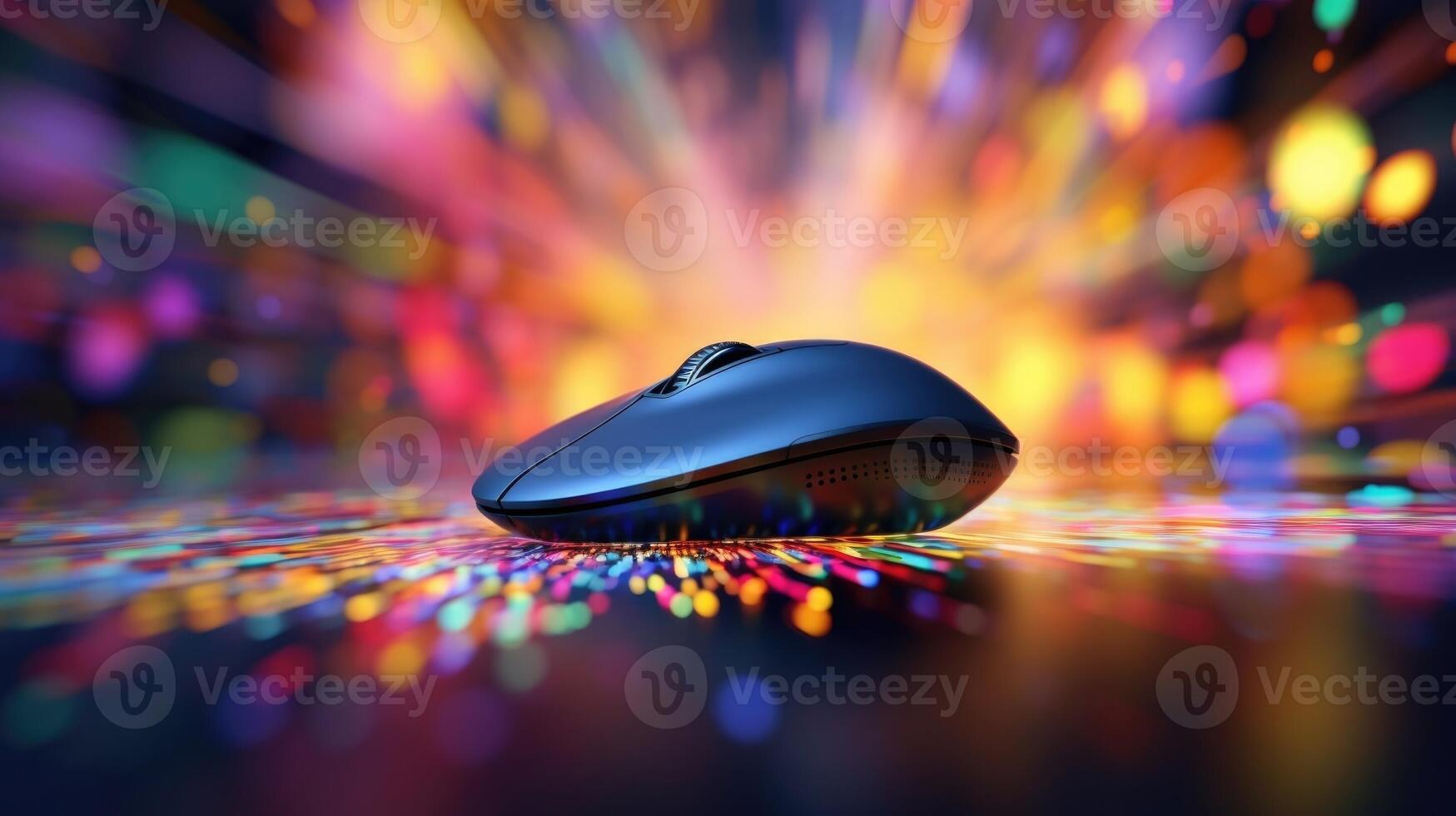 Closeup of a computer mouse hovering over a virtual paintbrush tool photo