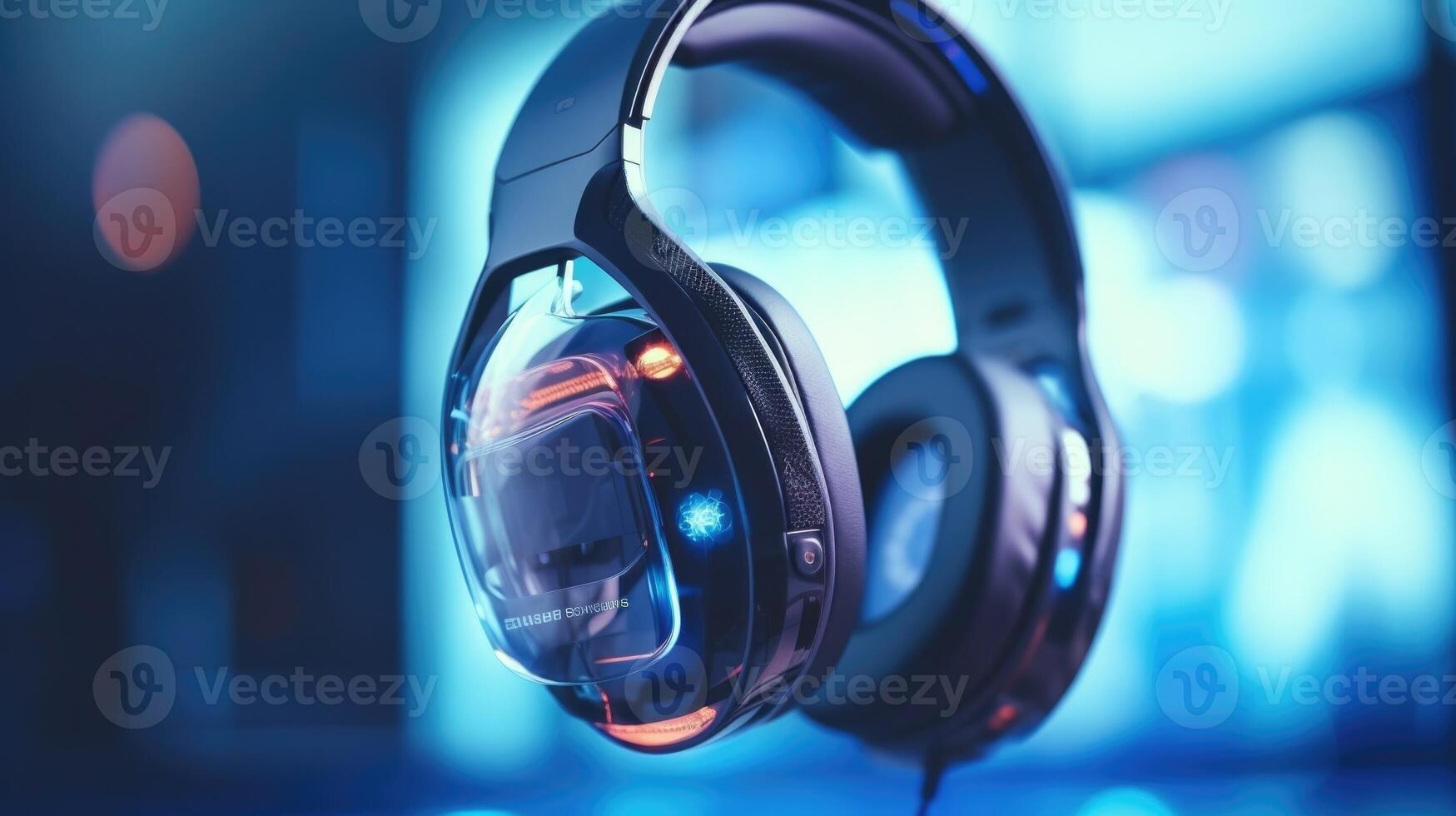 Detailed shot of futuristiclooking headset, used for advanced virtual therapy techniques. photo