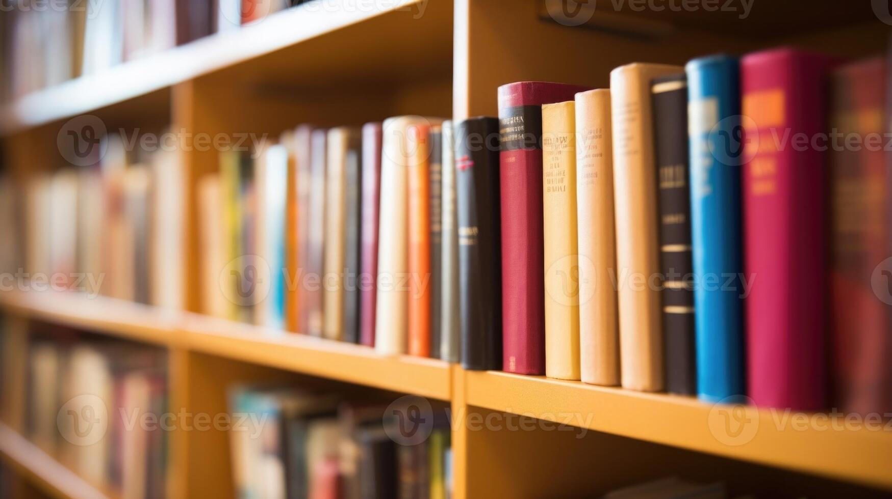 Closeup of a bookshelf filled with books on womens history and empowerment, emphasizing the importance of education in achieving gender equality. photo