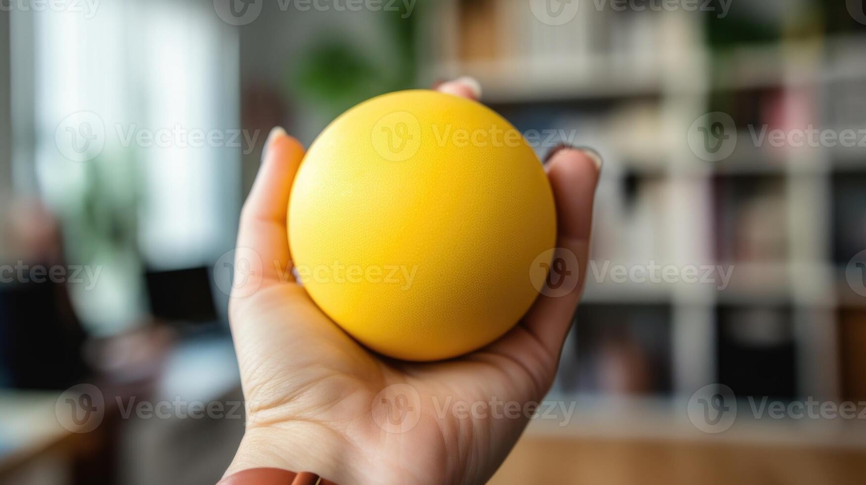 Closeup of a hand clutching a stress ball, highlighting the physical toll that the workplace can have on ones mental health. photo