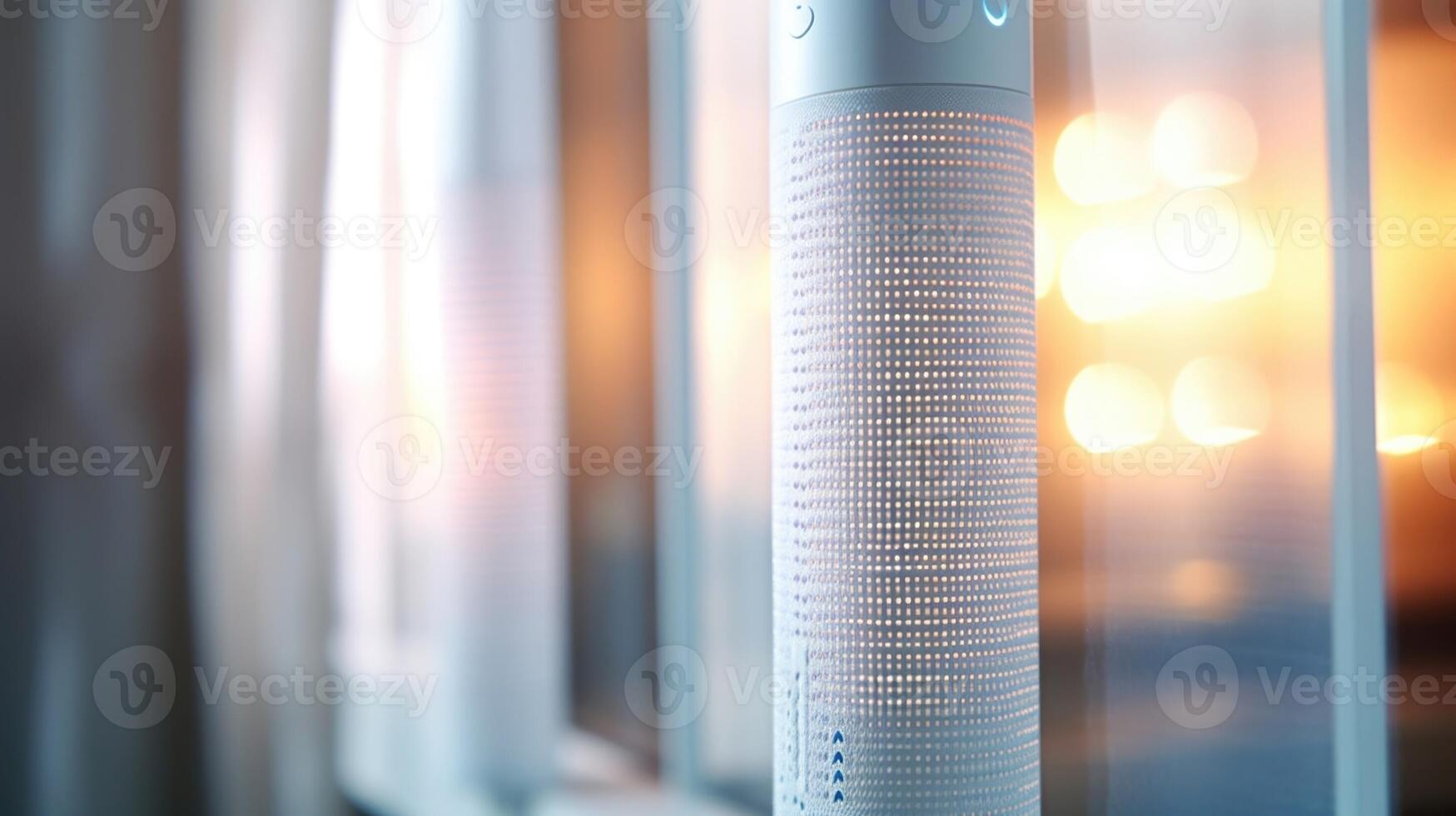 Closeup of smart blinds being controlled by voice command. photo