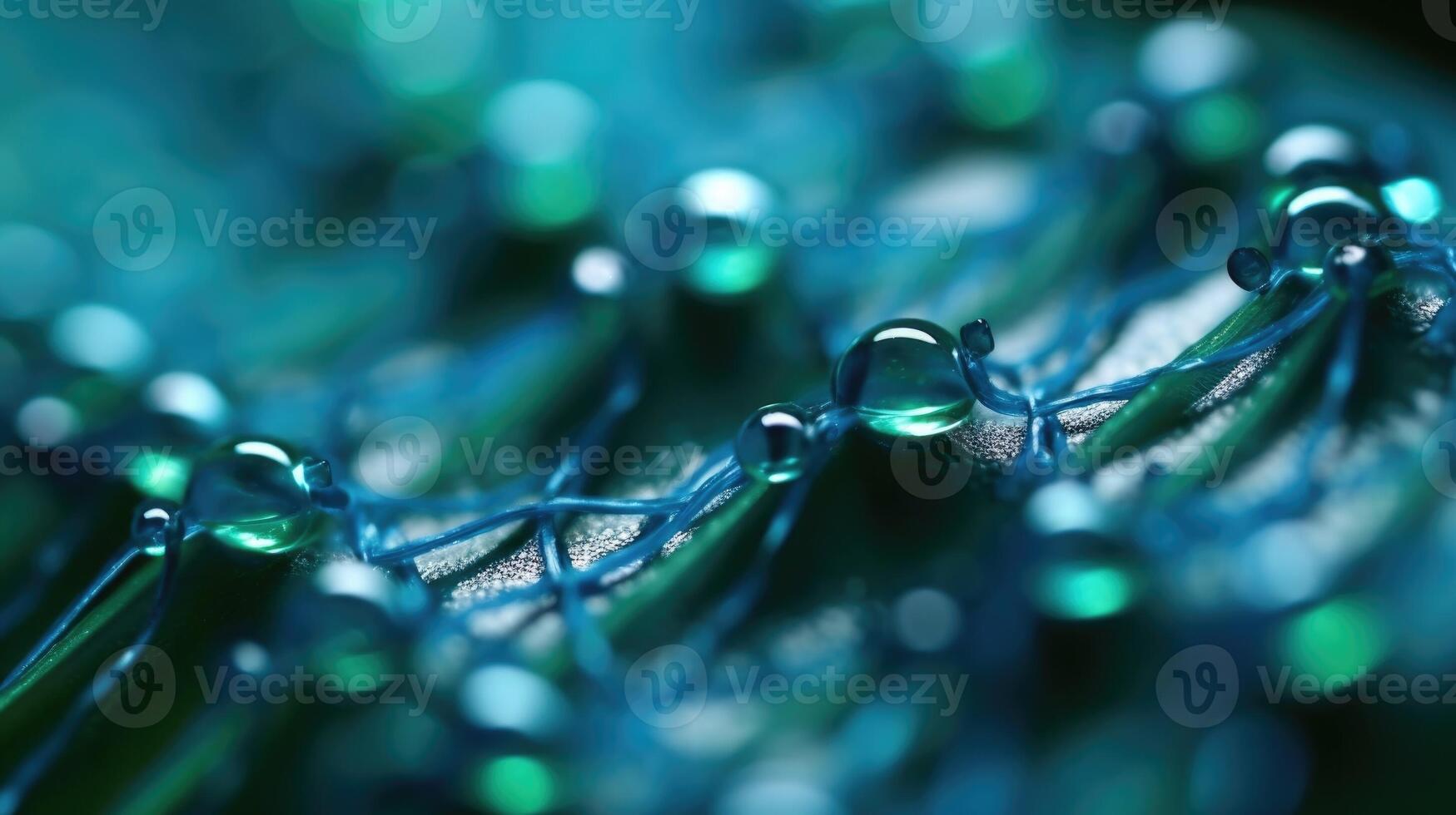 Macro shot of intricate stitching on a garment made from recycled plastic bottles. photo