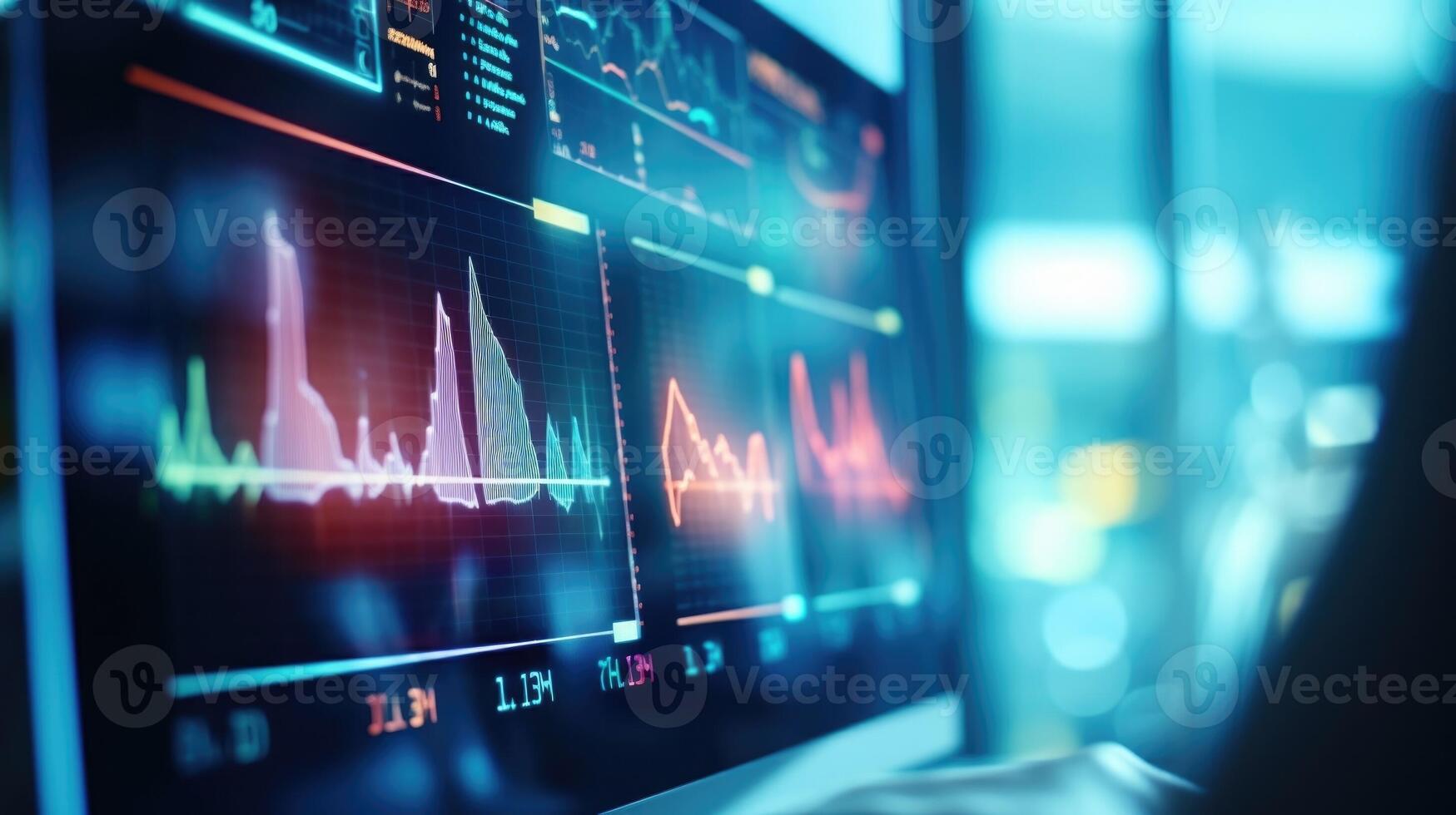 Macro view of a patients vitals being monitored and analyzed by the AI system, ensuring safe and efficient . photo