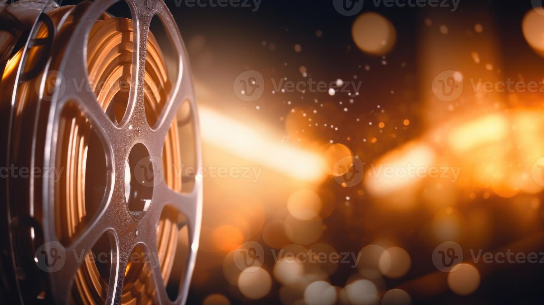 Closeup of a screensized image of a classic movies title card glowing in the dark. photo