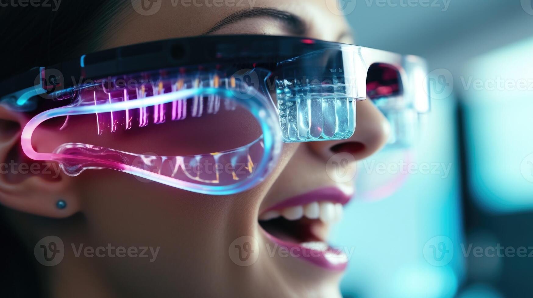 Detailed view of the inside of a patients mouth with an AR headset tracking their teeth and gums. photo