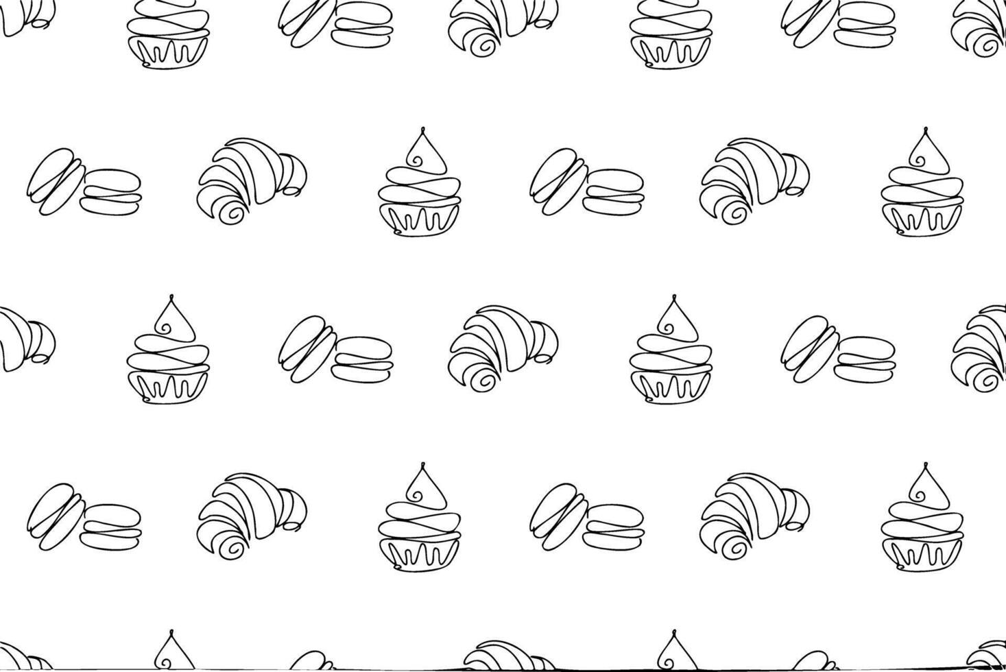 Cupcake, macaron, croissant Pattern, Seamless Background, Gift Paper, Ice Cream Illustration, EPS vector