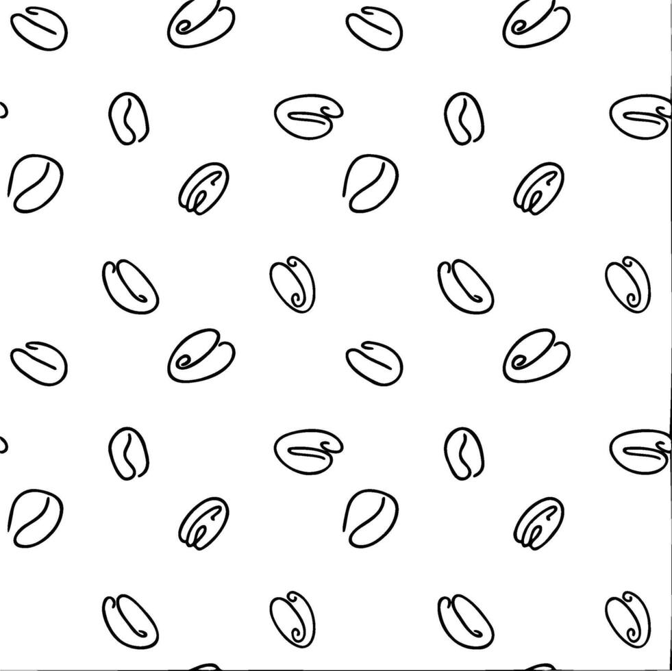seamless pattern with outline coffee beans on a transparent background. For packaging design, cafes and restaurants, food products. vector