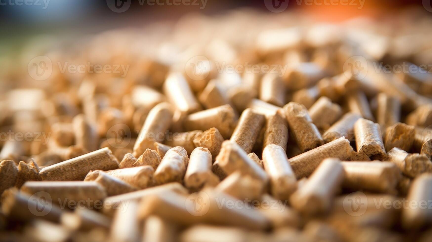 Macro image of a biomass wood pellet, used as a sustainable heating source. photo
