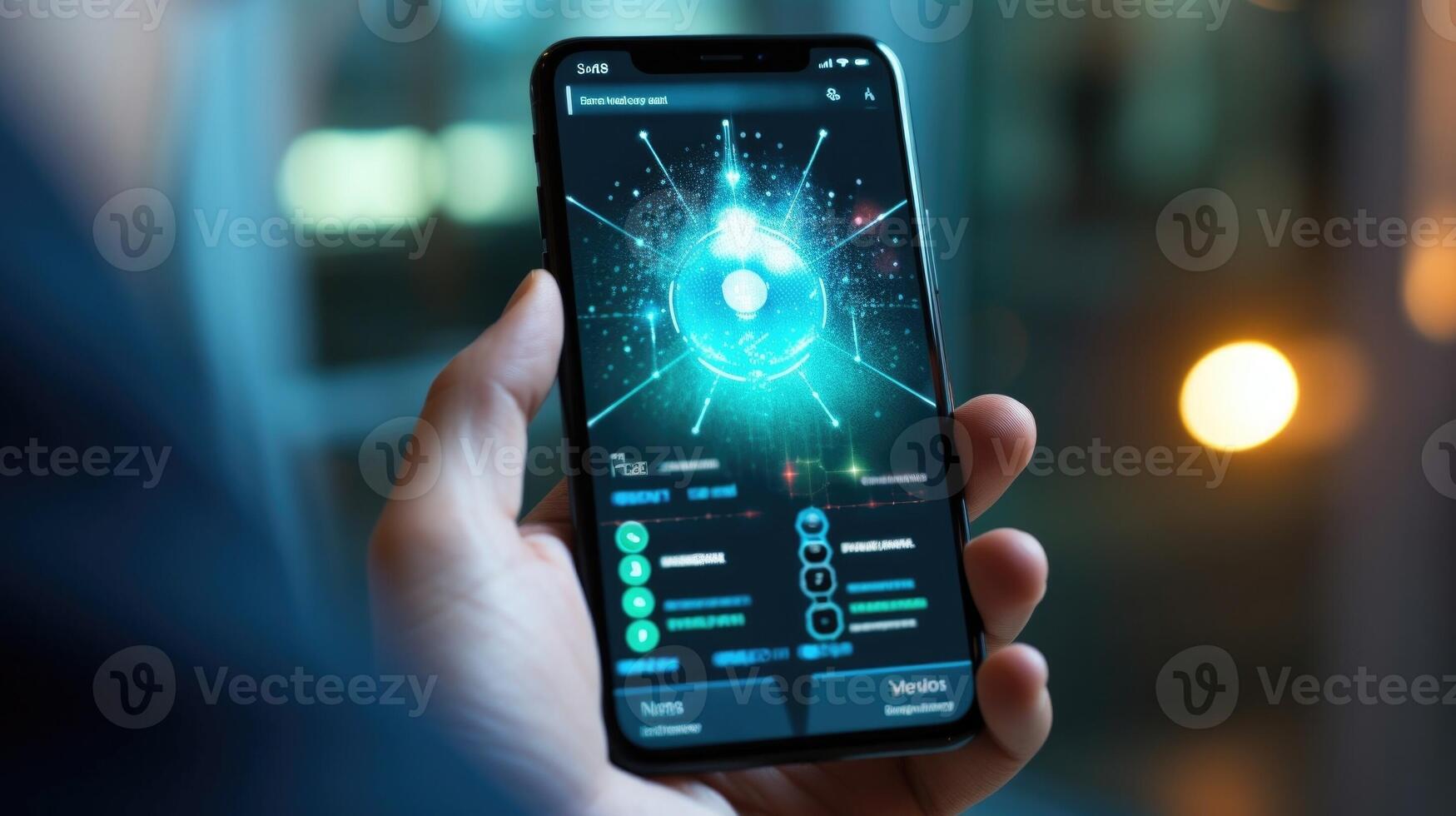 Closeup of a smartphone screen with a visual representation of a patients , generated by an advanced AIpowered diagnostic tool. photo