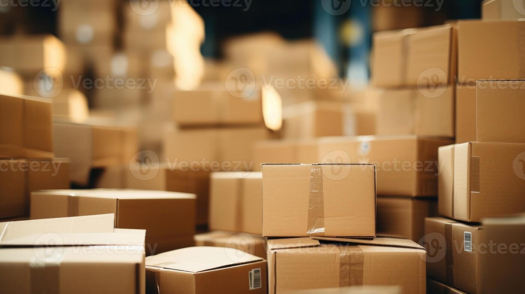 Closeup of a stack of cardboard boxes waiting to be broken down and recycled. photo