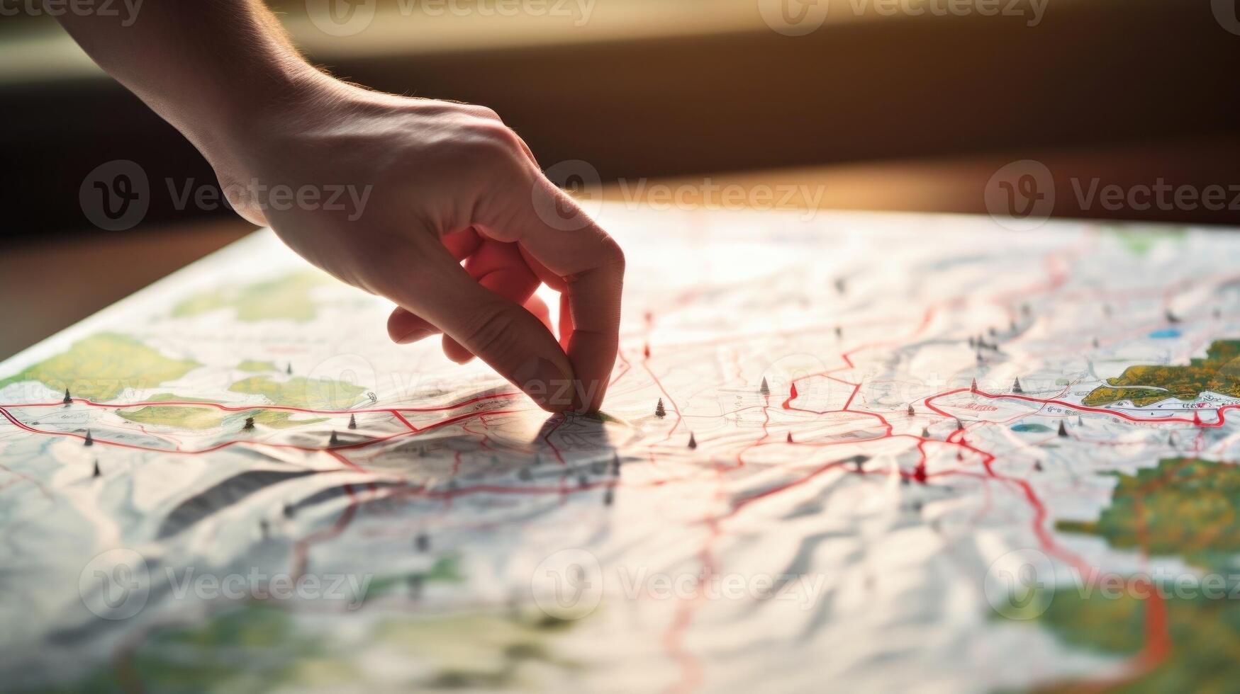 Closeup of a hand drawing a winding path on a blank map, symbolizing the need for a clear and deliberate strategy in navigating the journey of personal and professional growth. photo
