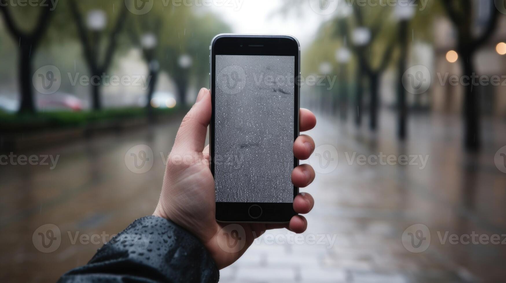 Closeup of a hand covering a phone screen with a sad or scared expression, symbolizing the need for protection and safety from cyberbullies. photo
