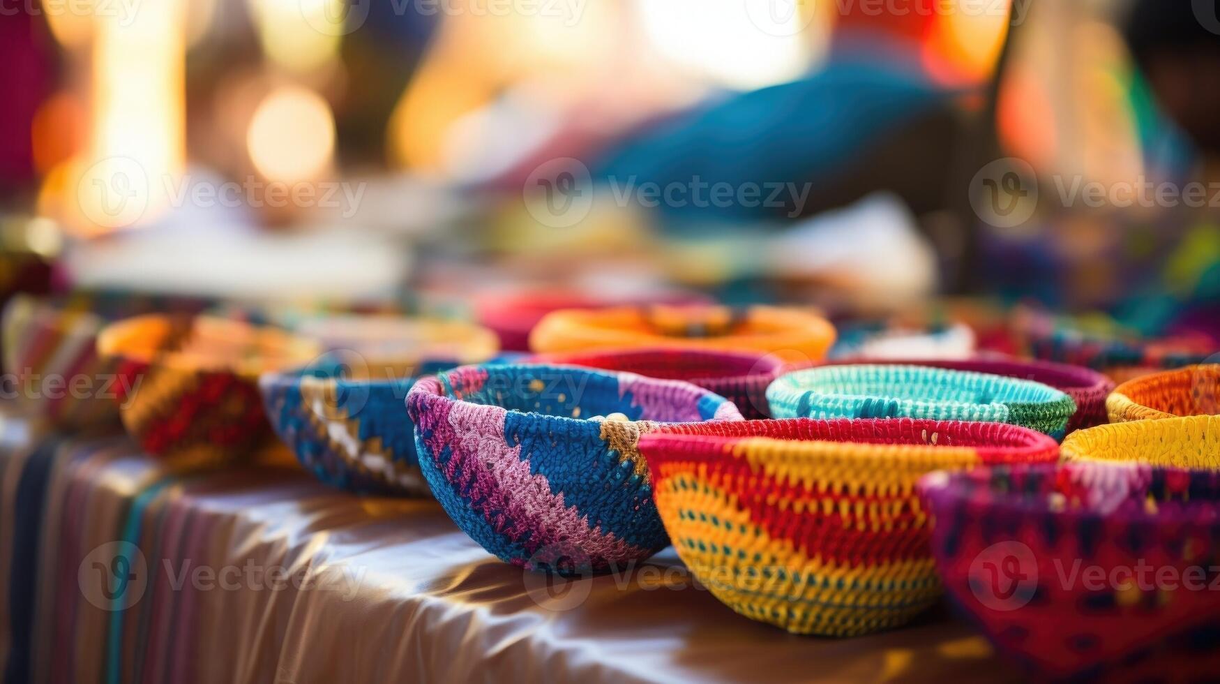 Closeup of a local market showcasing products made by community artisans. photo