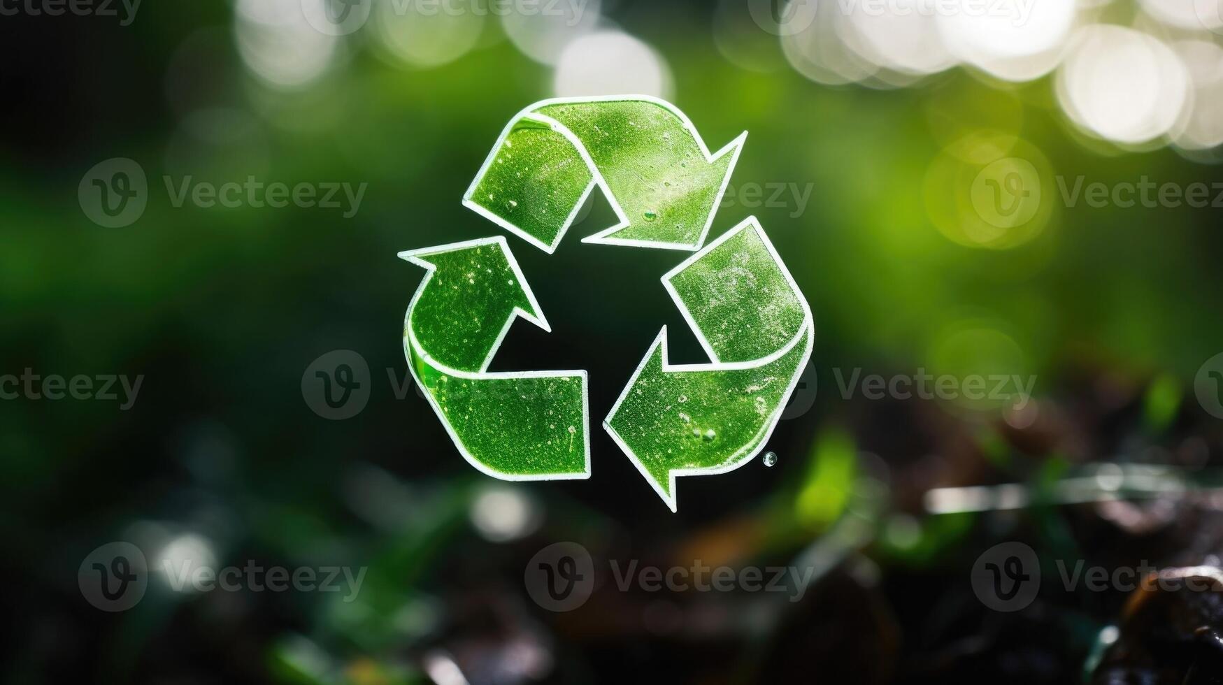 Macro shot of a recycling symbol printed on a plastic container. photo