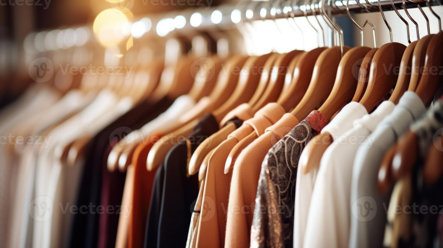 Closeup of a set of personalized hangers showcasing a clients unique clothing choices during a styling consultation. photo