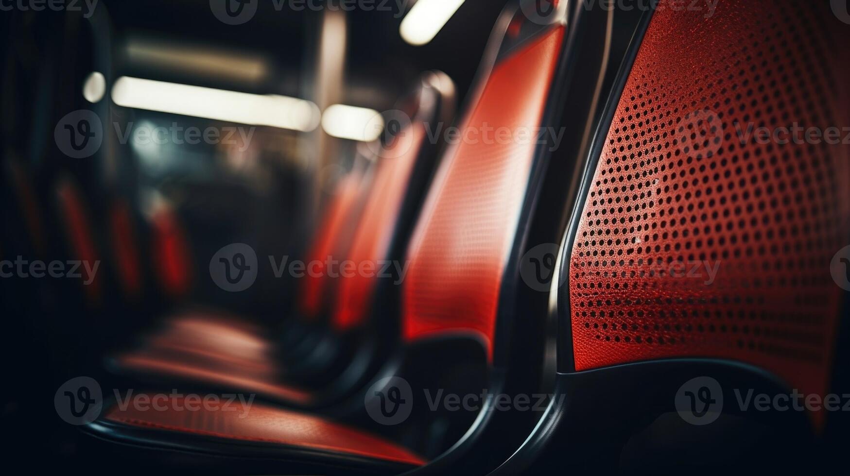 Macro shot of the hightech adjustable seats inside a modern public transport bus photo