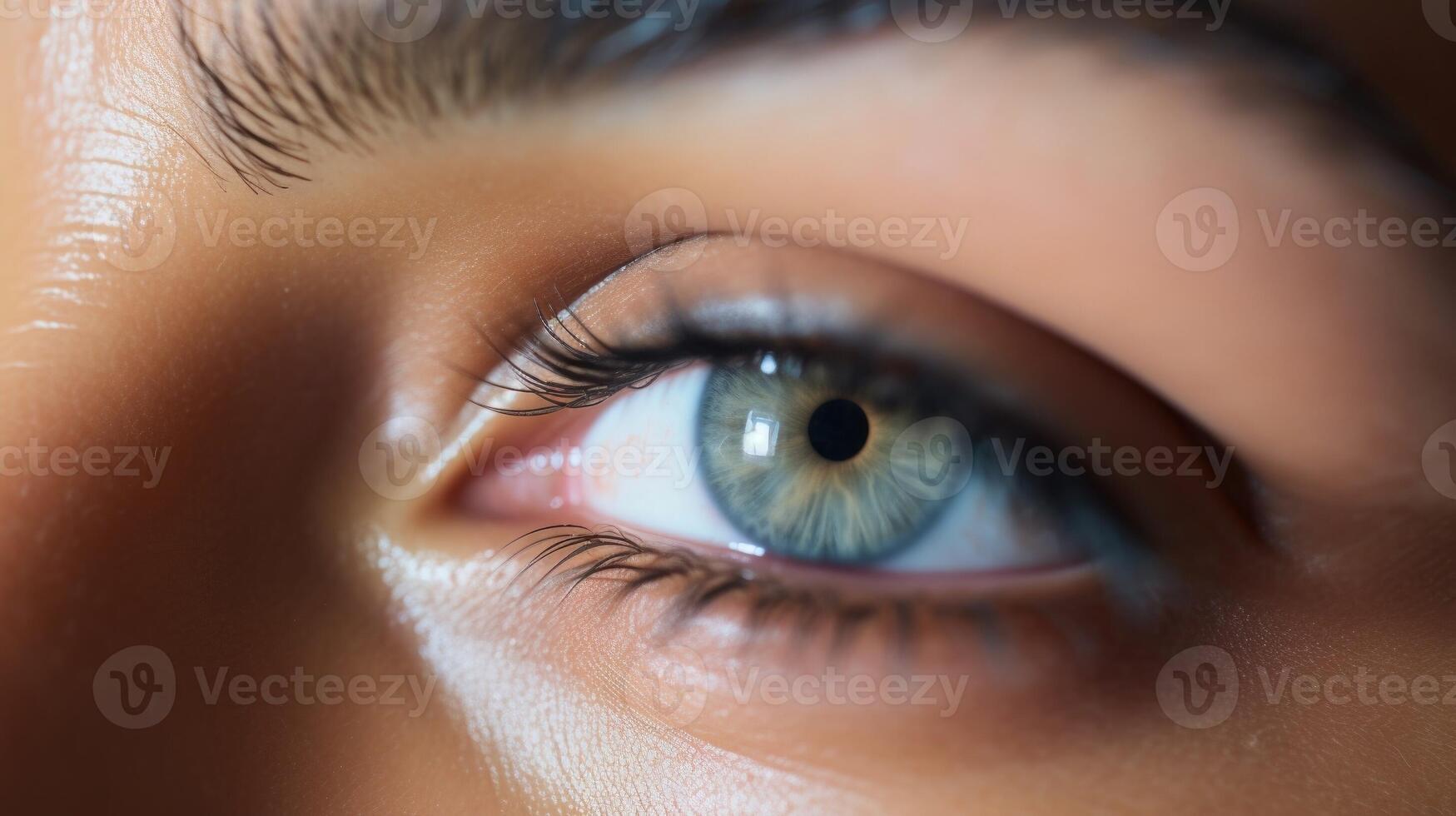 Closeup of dark circles under the eye before eye cream is applied. photo