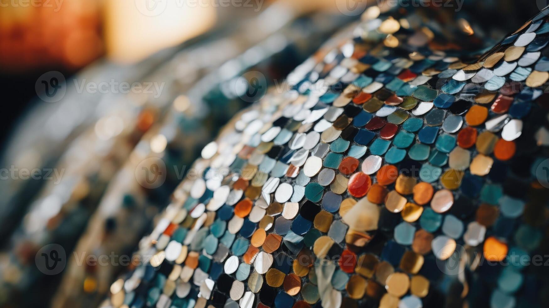 Closeup of a piece of zerowaste pattern ting, showcasing the innovative techniques used in sustainable fashion design. photo
