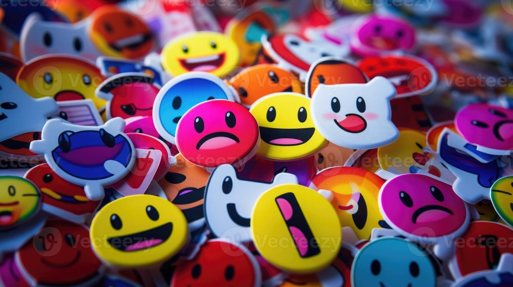 de cerca de un grupo de vistoso emoticon pegatinas usado en en línea ventilador comunidad chats y discusiones foto