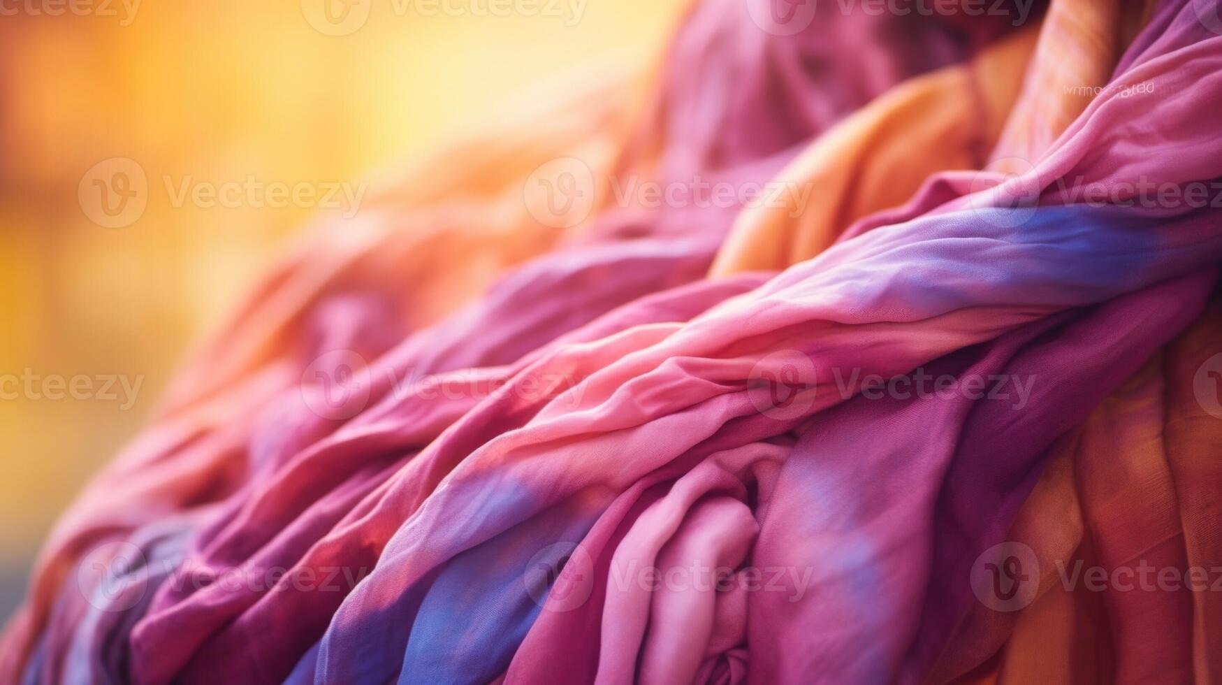 Closeup of a natural dye tiedye scarf, showcasing its vibrant colors and environmentallyfriendly production process. photo
