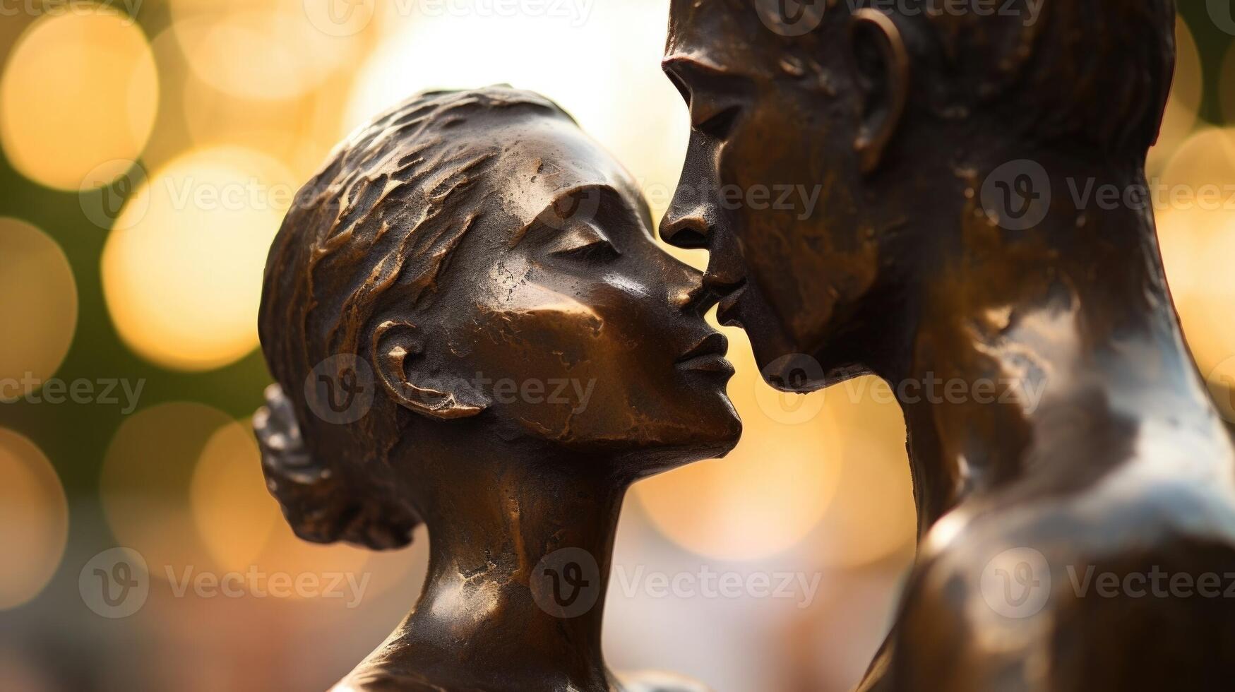 Closeup of a bronze sculpture capturing the emotion of forgiveness and reconciliation. photo