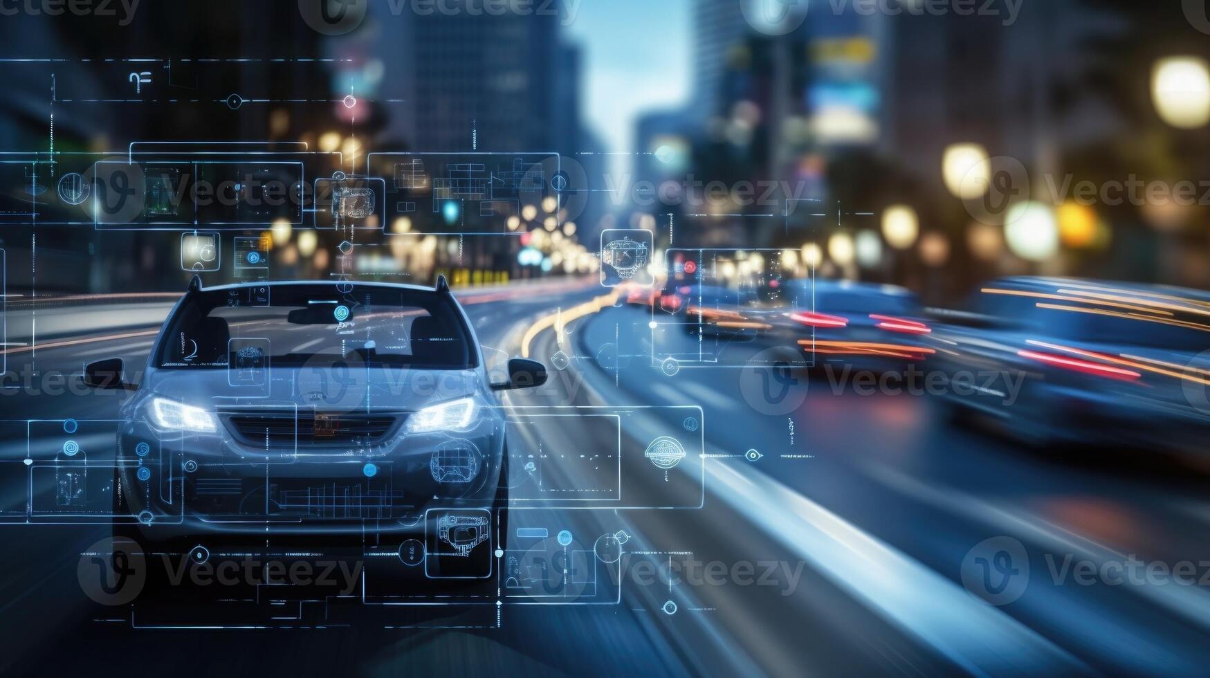 Closeup of a selfdriving cars sensors and cameras. photo