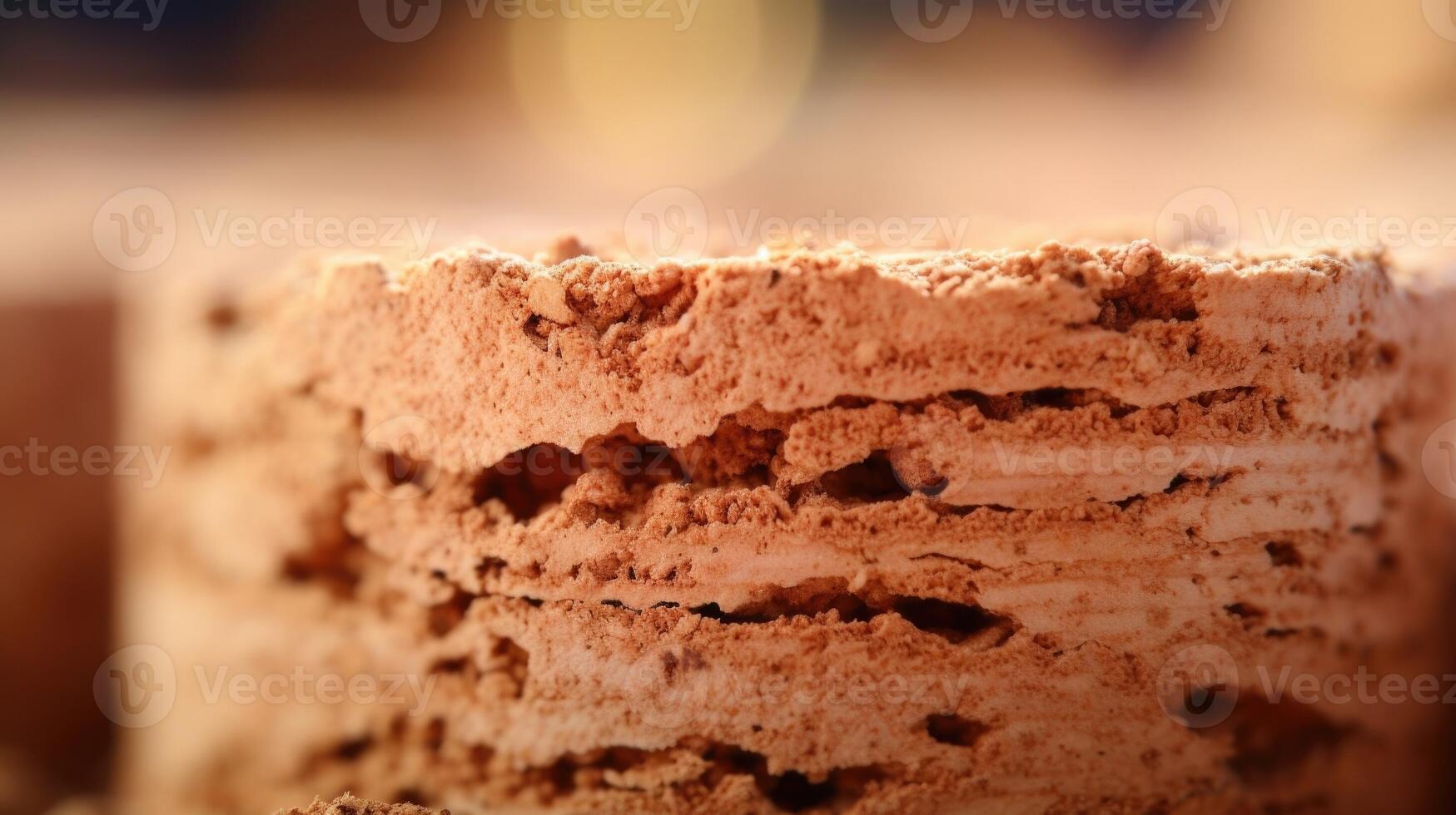 Extreme closeup of a piece of cork, used as a sustainable and renewable insulation material. photo