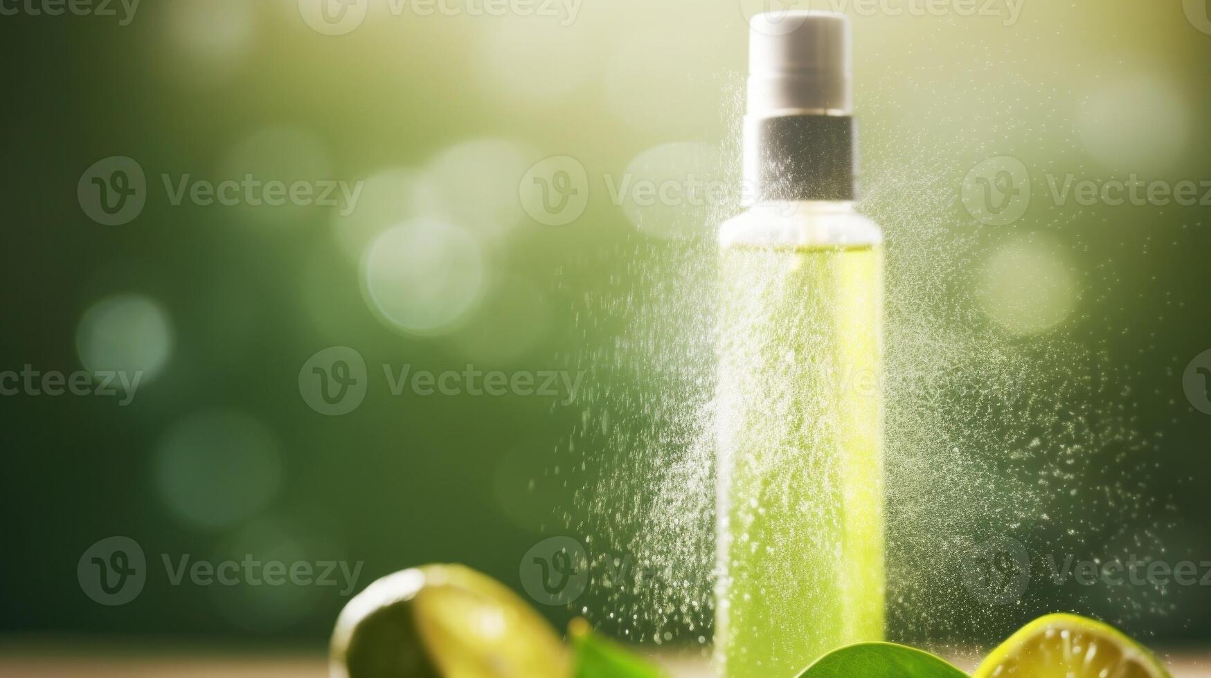 Closeup of a spray bottle of a refreshing and hydrating facial mist photo