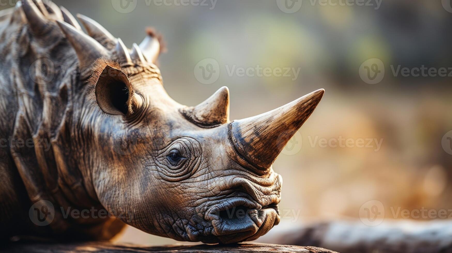 Closeup of a rhinoceros horn, symbolizing the tragic consequences of poaching and the need for conservation measures. photo