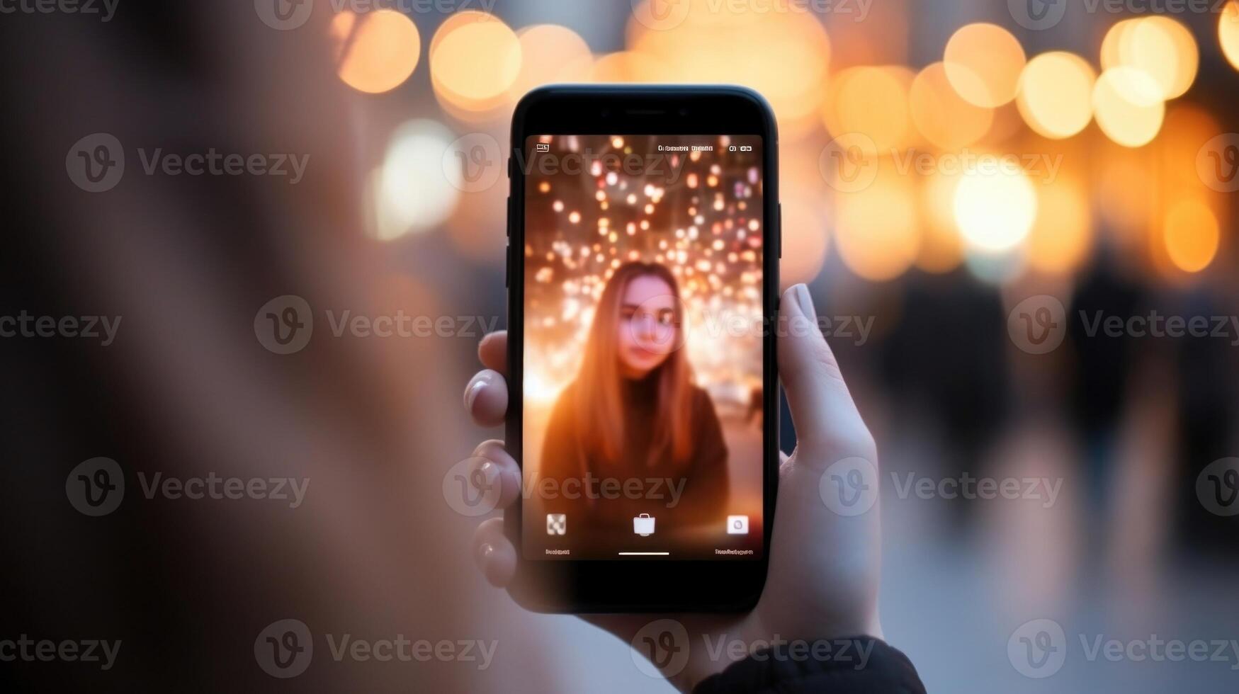 Extreme closeup of a phone screen with the location sharing feature turned off, demonstrating a teenagers awareness of online safety. photo