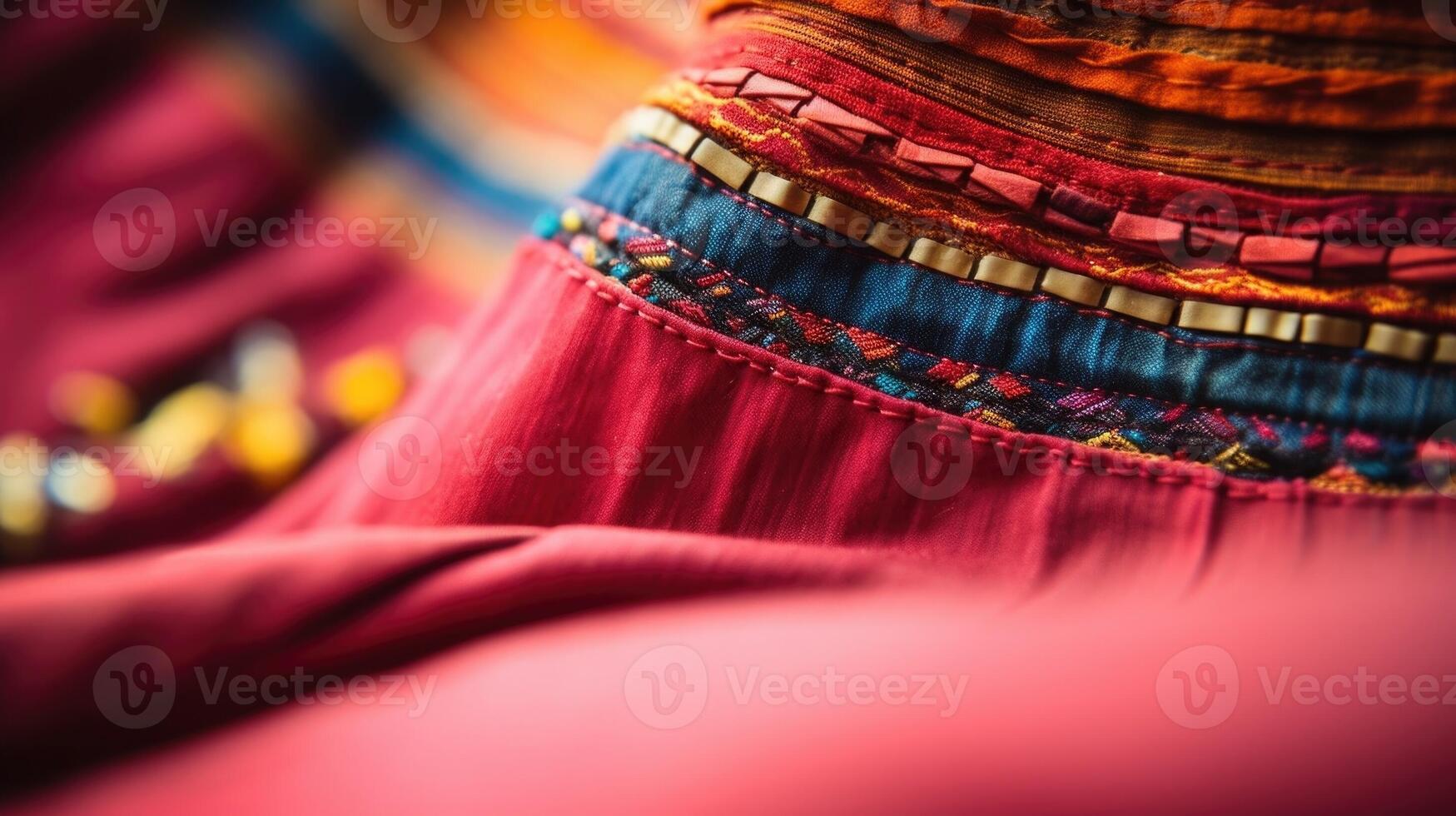Upclose image of a handstitched hem on a sustainable fashion skirt, showcasing the care and skill that goes into creating ethicallymade clothing. photo