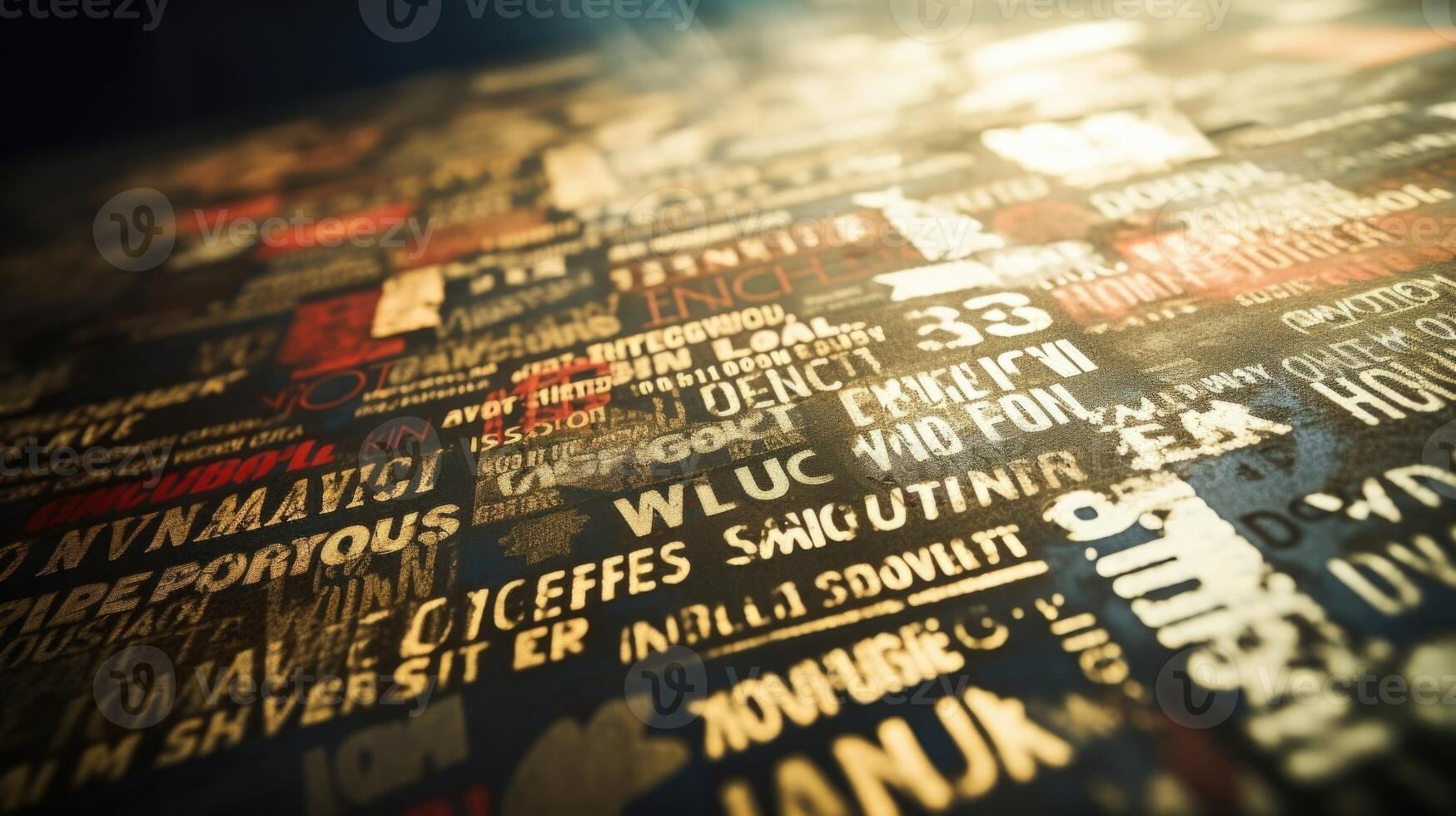 Macro shot of stencil art featuring political statements and messages. photo