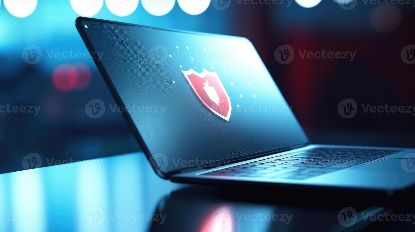 Closeup of a digital privacy shield for laptops and tablets. photo