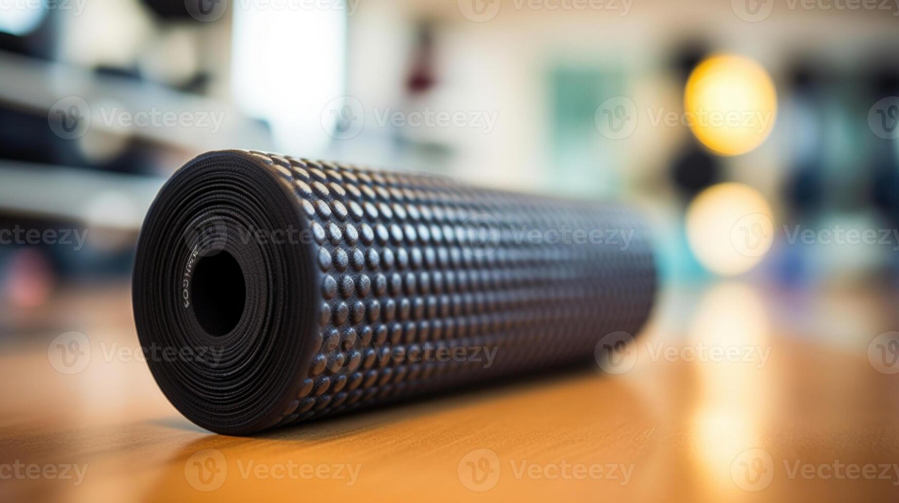 Closeup of a foam roller, indicating the emphasis on selfcare and physical therapy for improved health. photo