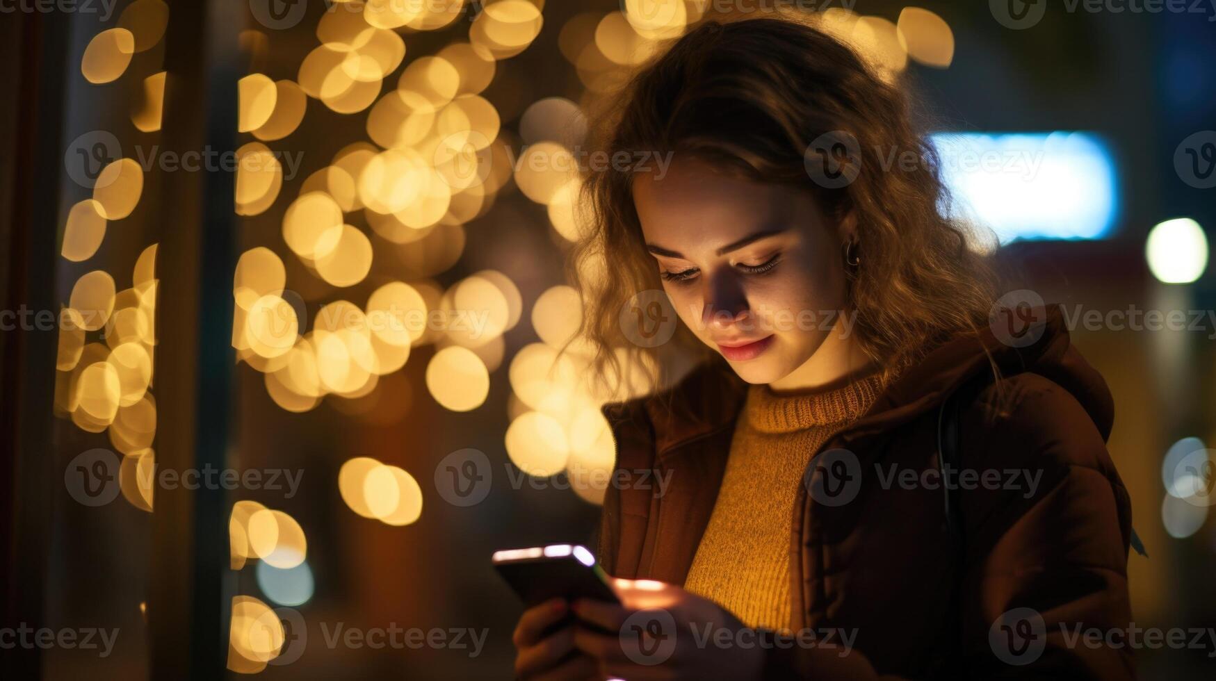 Macro shot of a teenage girl typing out a thoughtful response to a social media post, with her private account settings in full view. photo