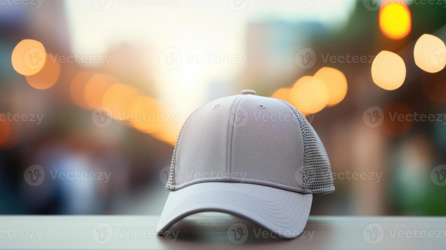 Closeup of a stylish baseball cap made with moisturewicking material and a builtin sweatband. photo