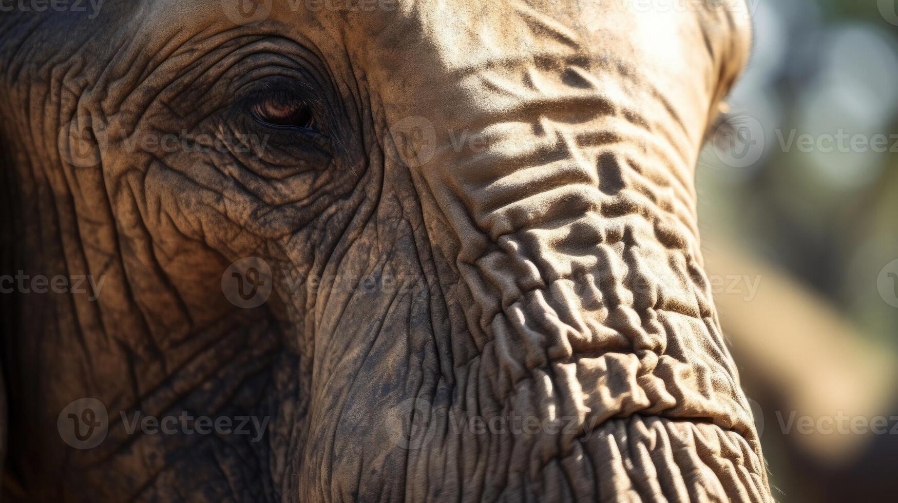 Up close and personal with a majestic elephants wrinkled trunk, a symbol of the interconnectedness of all wildlife and the importance of their preservation. photo