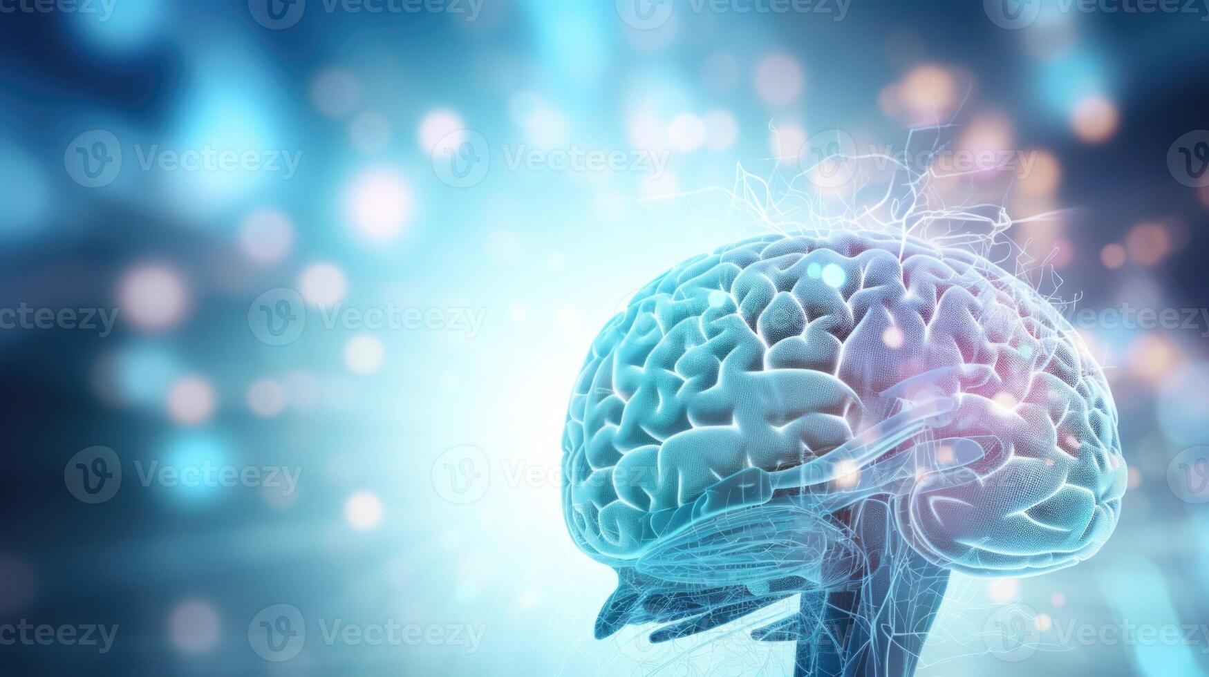 Closeup of a brain scan image interpreted by AI for personalized healthcare diagnosis. photo