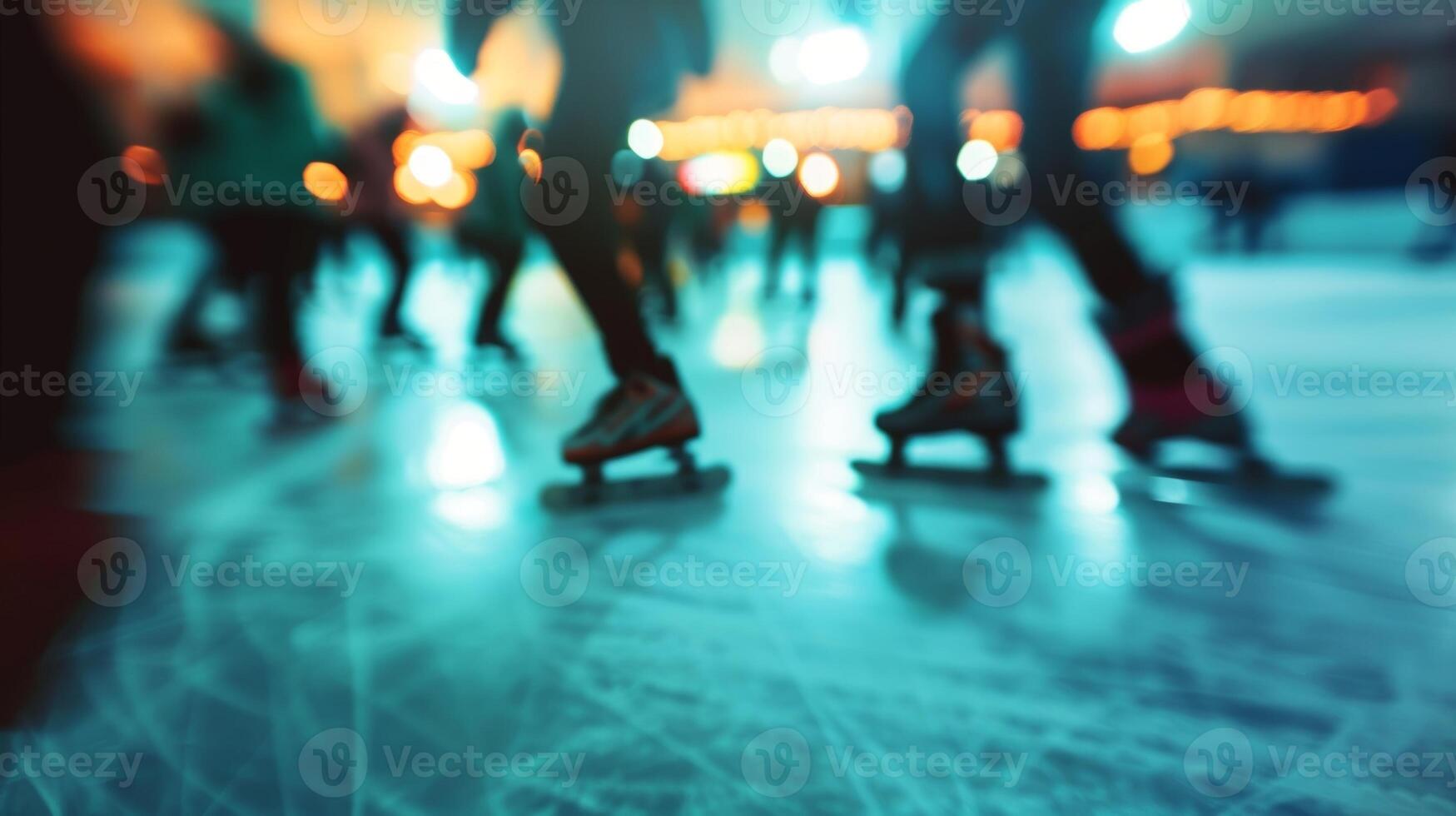 Soft edges of skaters in a dreamlike indoor skating scen photo