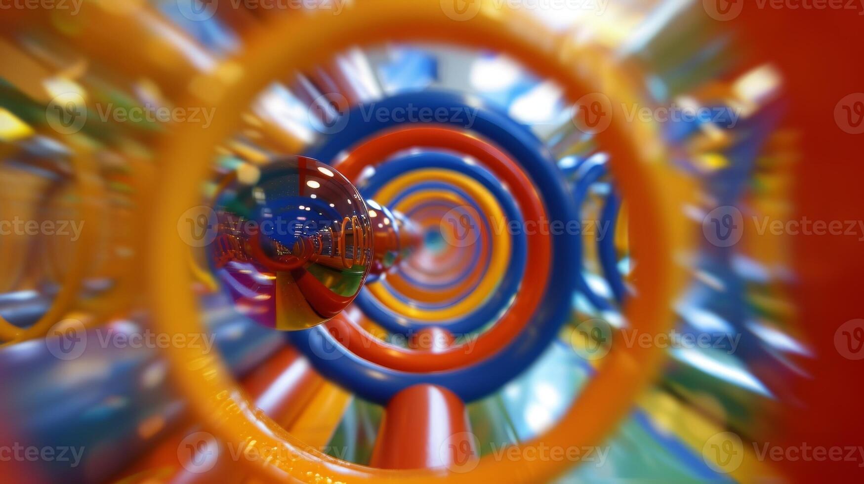 A kaleidoscope of colors and movement in the defocused indoor play area photo