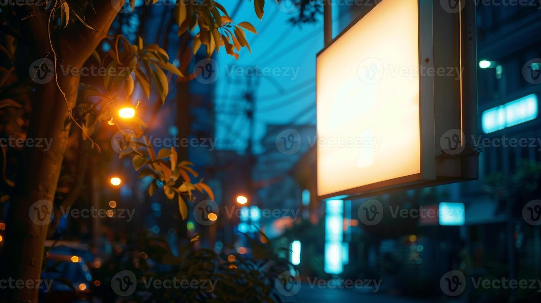 Illuminate the street at night with a solar panel billboard using renewable energy to shine bright photo