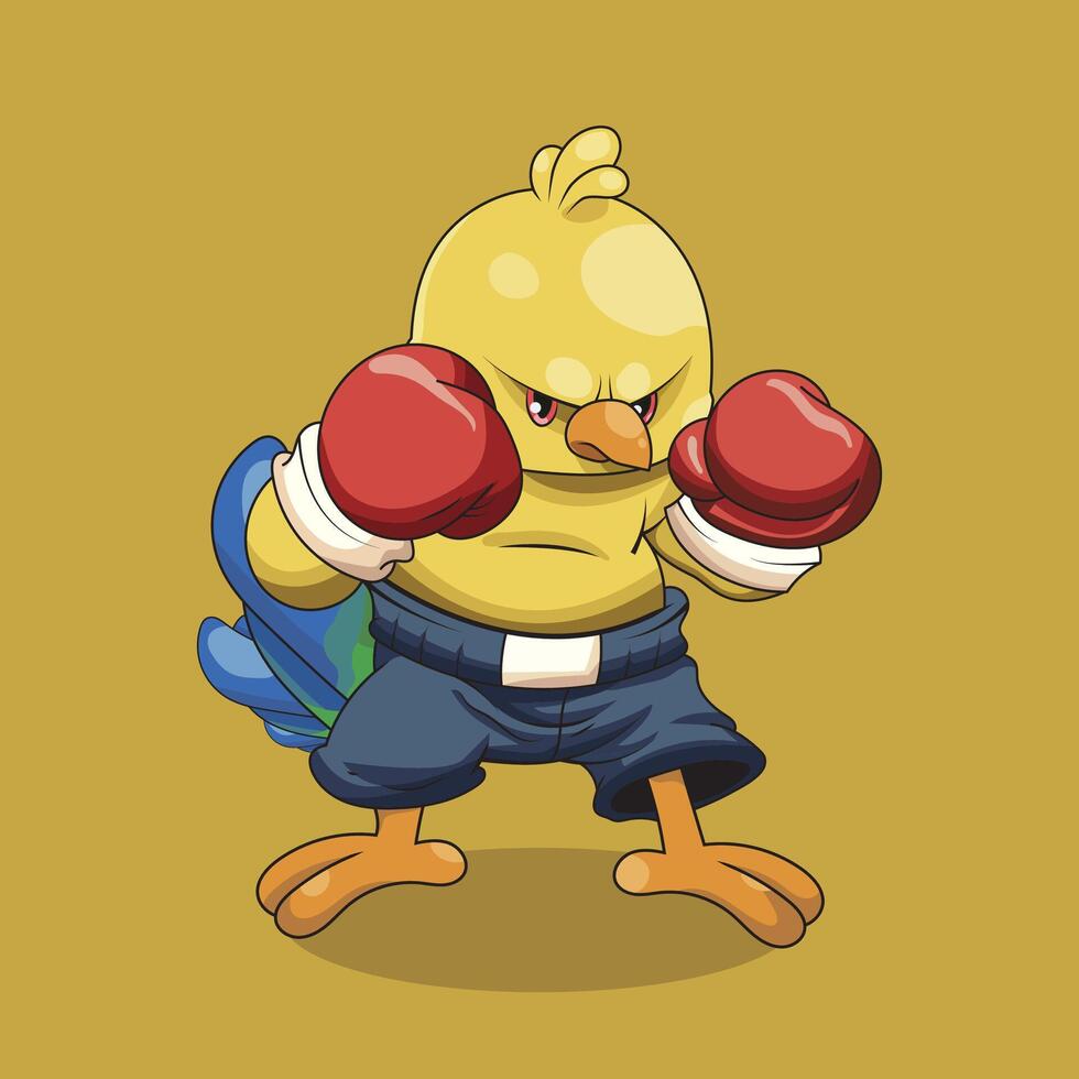 Cute and Adorable of Chick Boxer Showing Angry Face vector