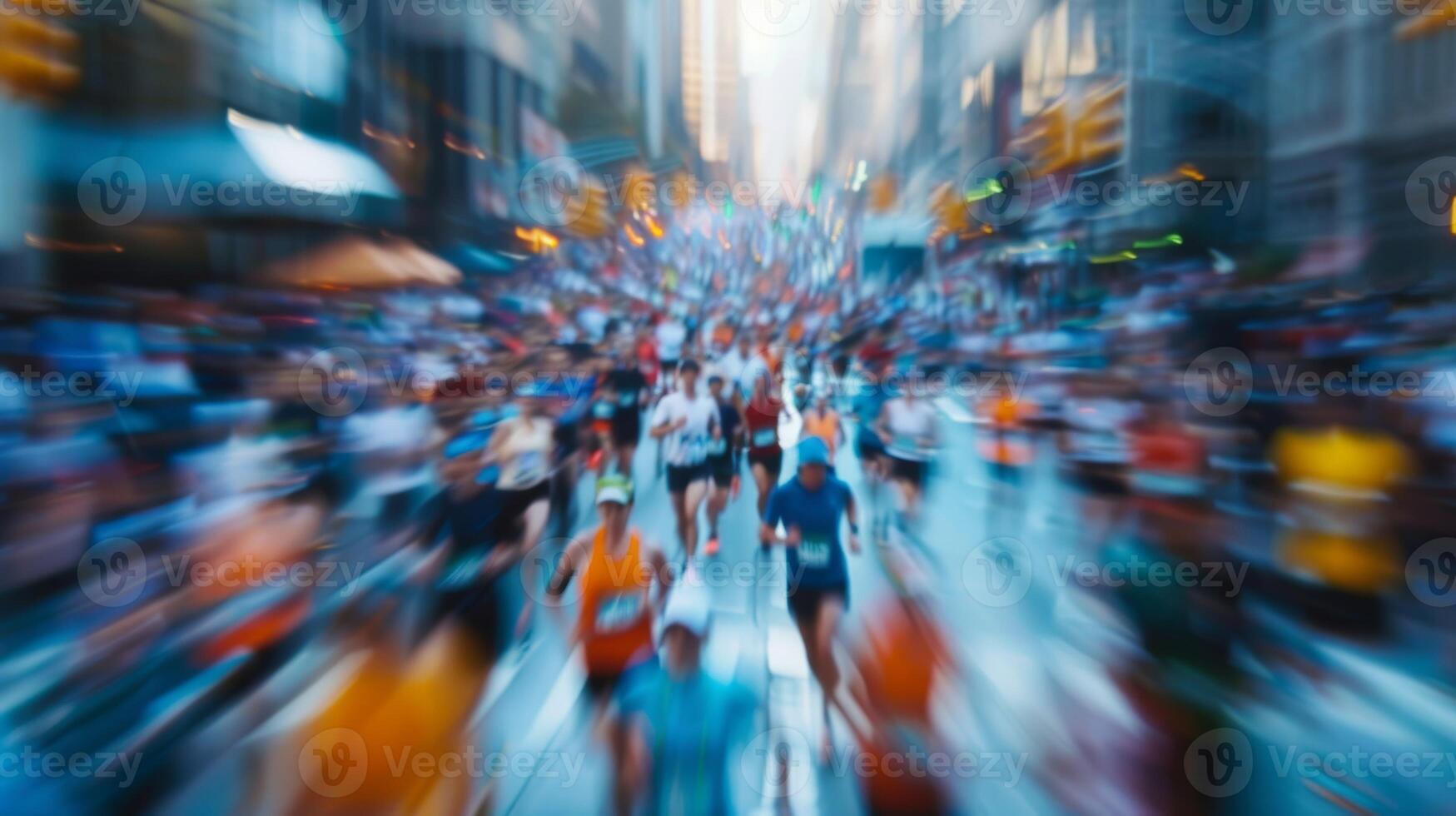 Defocused cameras capture the determination etched on the faces of those in the midst of the city marathon photo