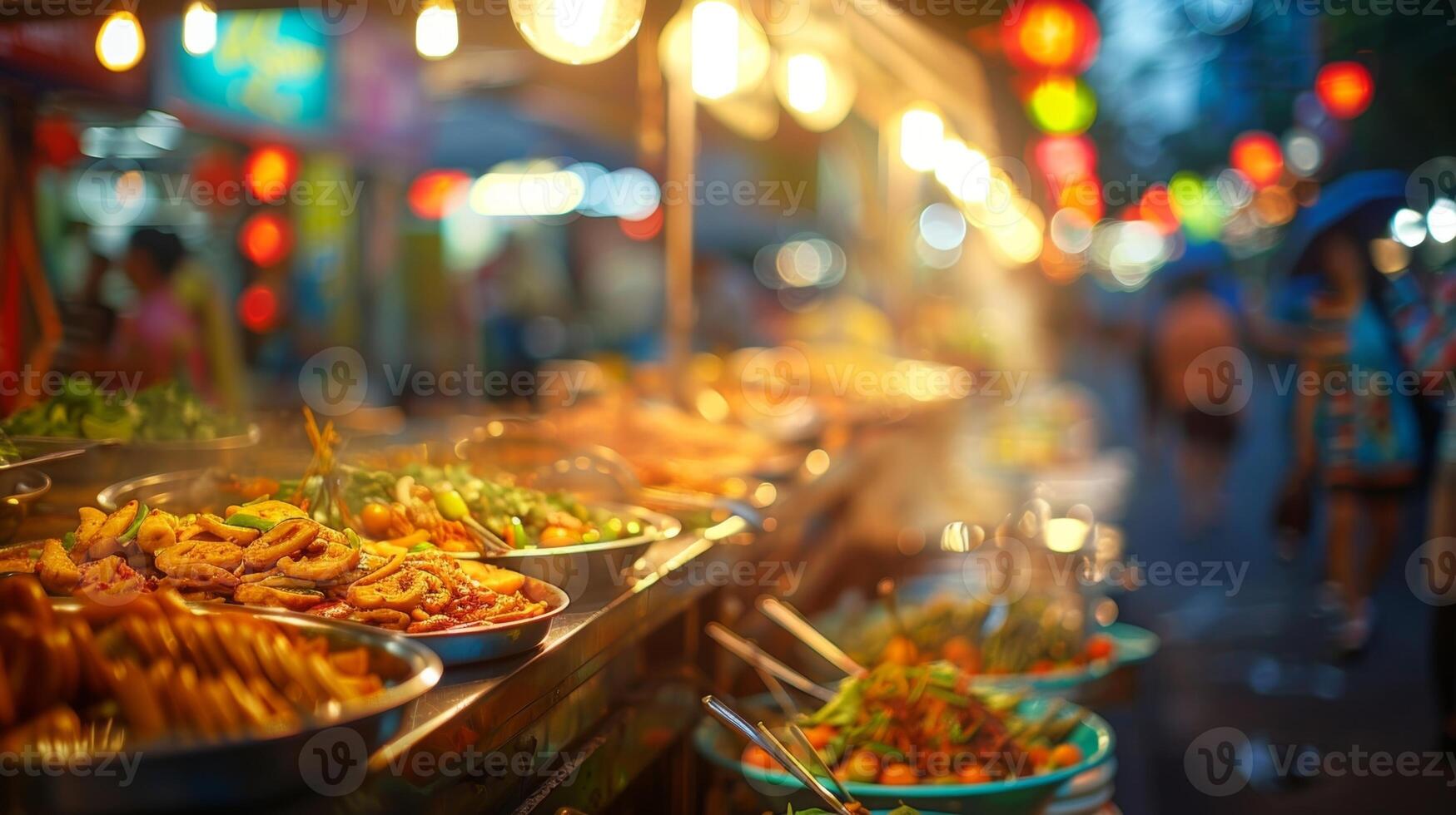 Vibrant colors and tantalizing aromas blur together in a street food paradise photo