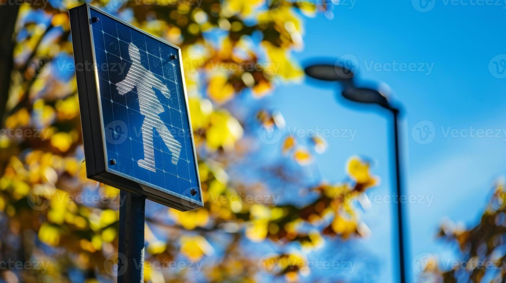 A simple yet effective street sign powered entirely by solar panels reducing the reliance on electricity photo