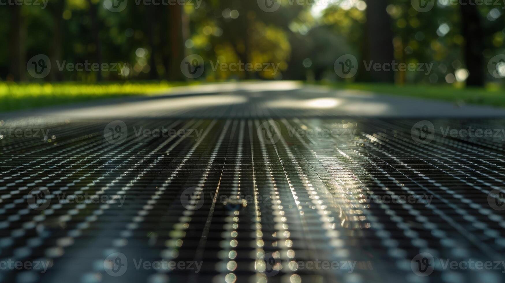 Closeup of a solar roadway panel showcasing its sleek design and compact size photo