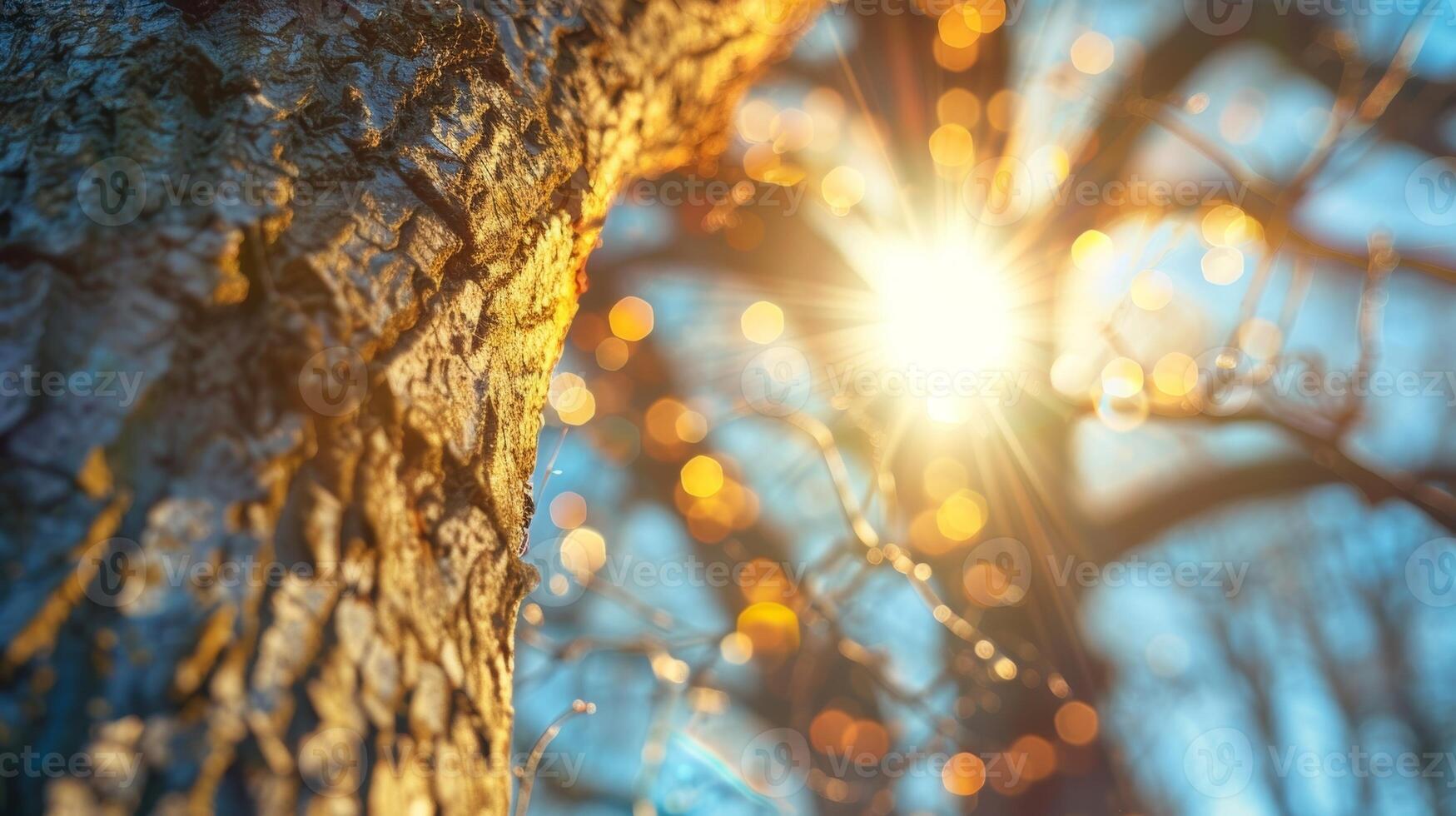 A mesmerizing sight with a metal trunk and branches sparkling in the sun thanks to solar energy photo